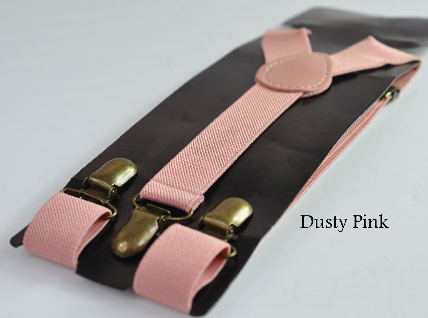 Hot Pink / Pink / Dusty Pink 25MM Elastic Y-Back Suspenders Braces Bronze Metal Clips for Men / Youth / Kids Boy /Toddler Baby Infant