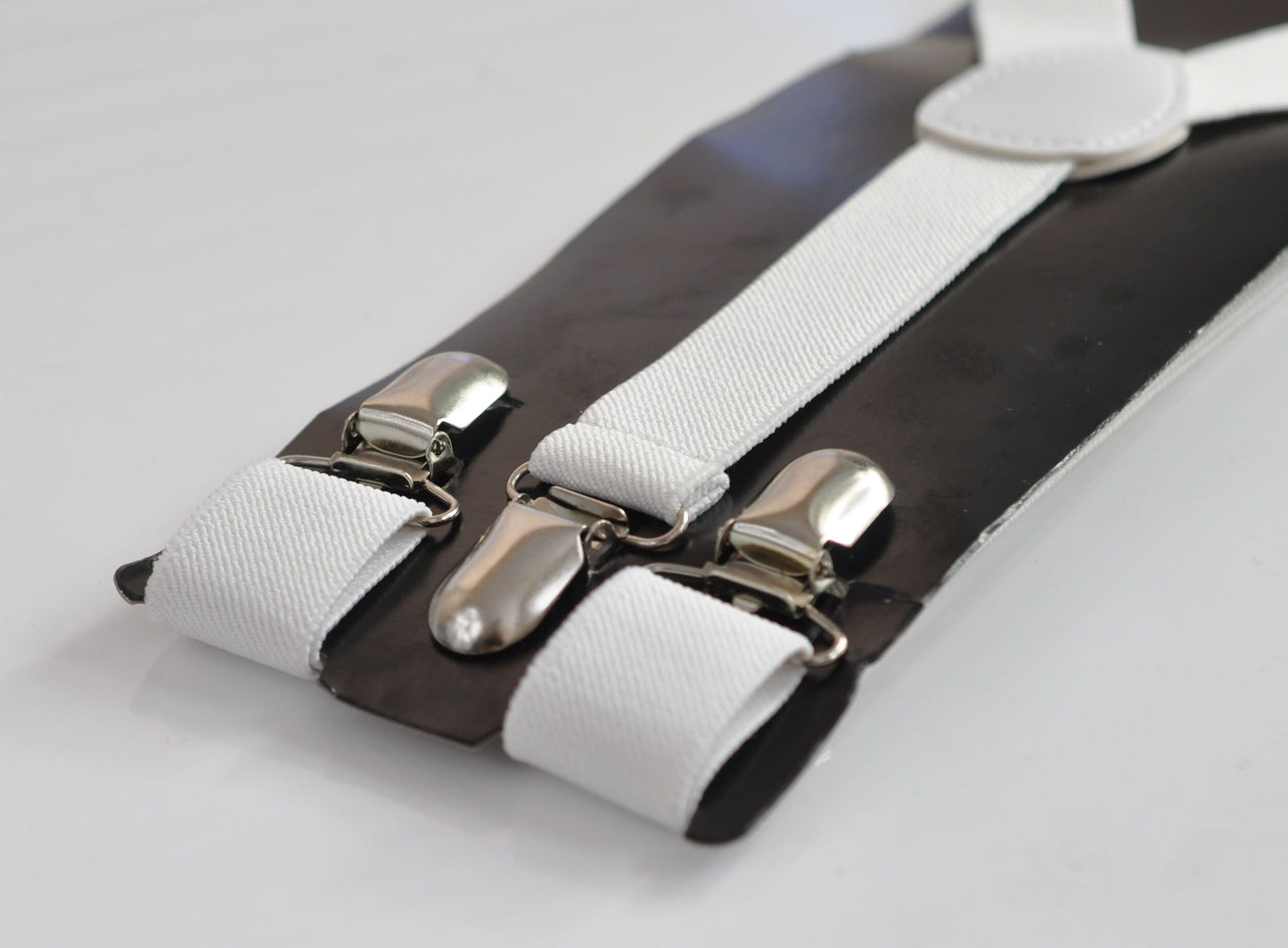 White 25MM Elastic Y-Back Suspenders Braces Metal Clips for Men Adult / Youth Teenage / Kids Boy /Toddler Baby Infant