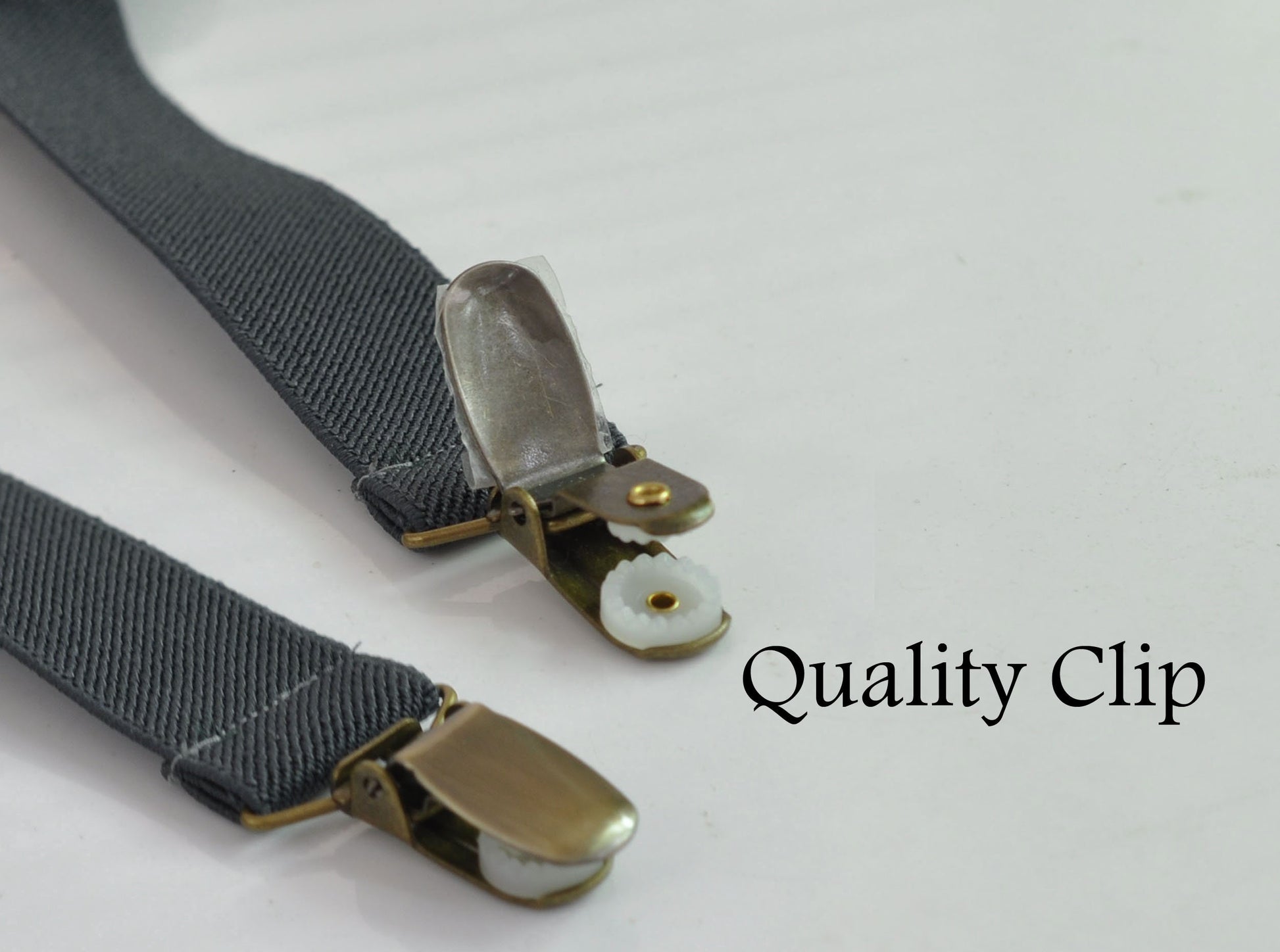 25mm Wide Dark Grey Gray Elastic Tan Faux Leather Adjustabale Suspenders Braces for Men / Youth / Boy Kids / Infant Toddler Baby