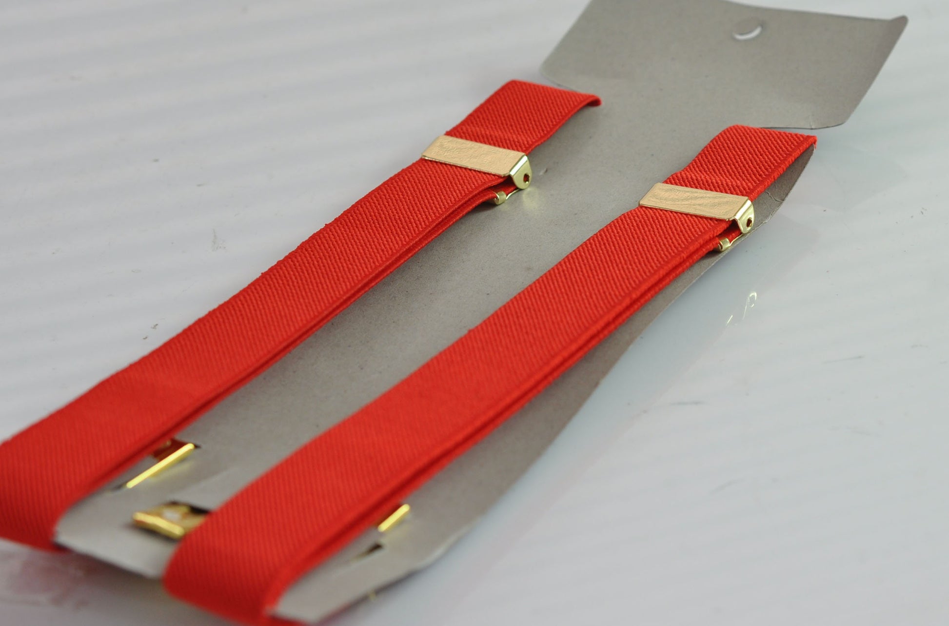 Red 25MM Elastic Y-Back Suspenders Braces Gold Golden Metal Clips for Men Adult / Youth / Kids Boy /Toddler Baby Infant