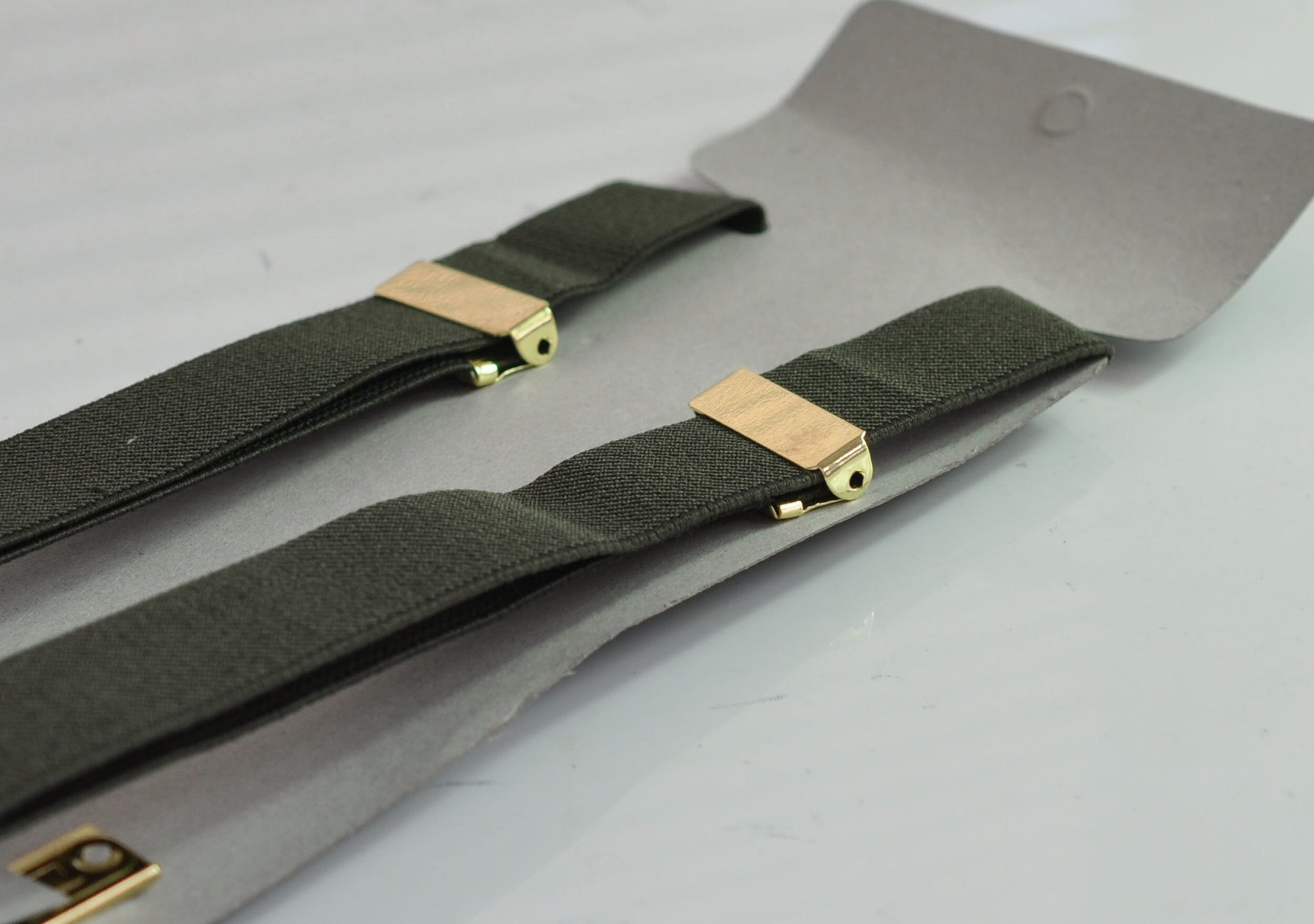 Olive Green Army Green 25MM Elastic Y-Back Suspenders Braces Gold Golden Metal Clips for Men Adult / Youth / Kids Boy /Toddler Baby Infant