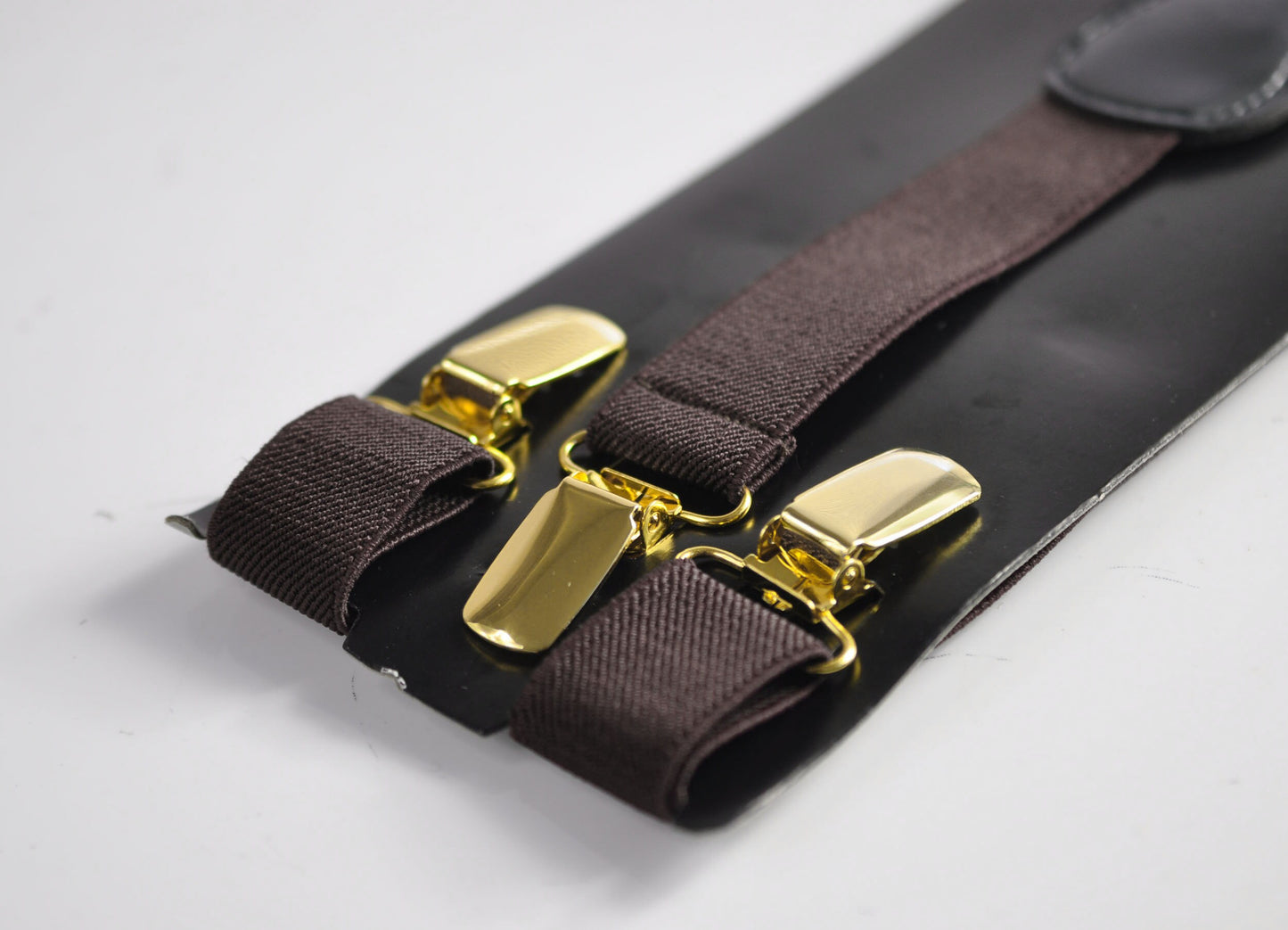 Dark Brown Coffee 25MM Elastic Y-Back Suspenders Braces Gold Golden Metal Clips for Men Adult / Youth / Kids Boy /Toddler Baby Infant