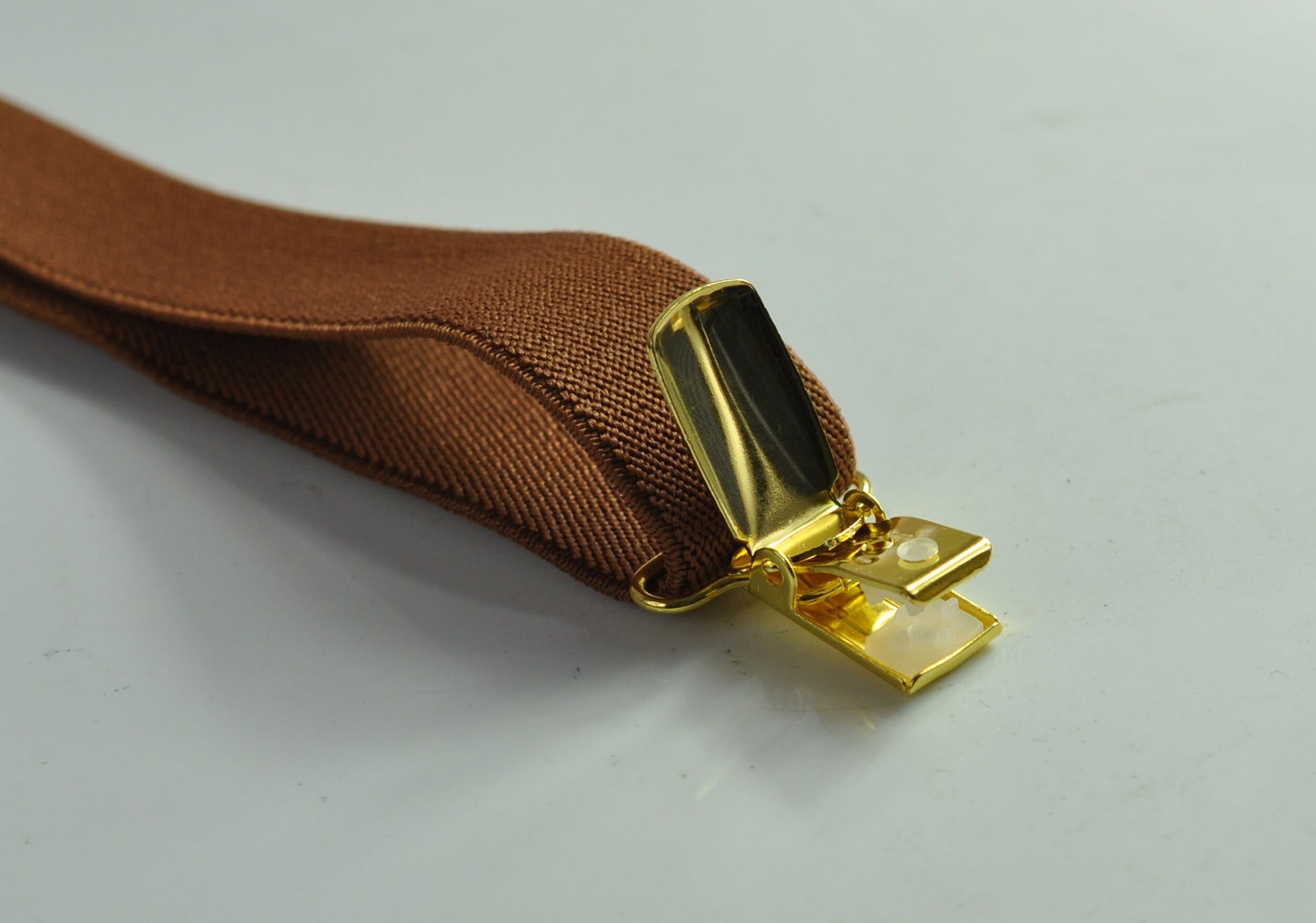 Tan Brown 25MM Elastic Y-Back Suspenders Braces Gold Golden Metal Clips for Men Adult / Youth / Kids Boy /Toddler Baby Infant