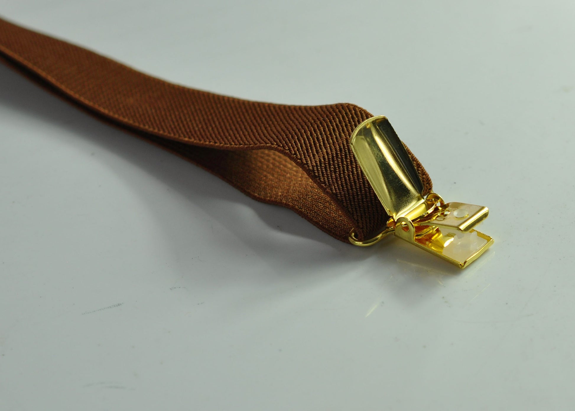 Toffee Brown 25MM Elastic Y-Back Suspenders Braces Gold Golden Metal Clips for Men Adult / Youth / Kids Boy /Toddler Baby Infant