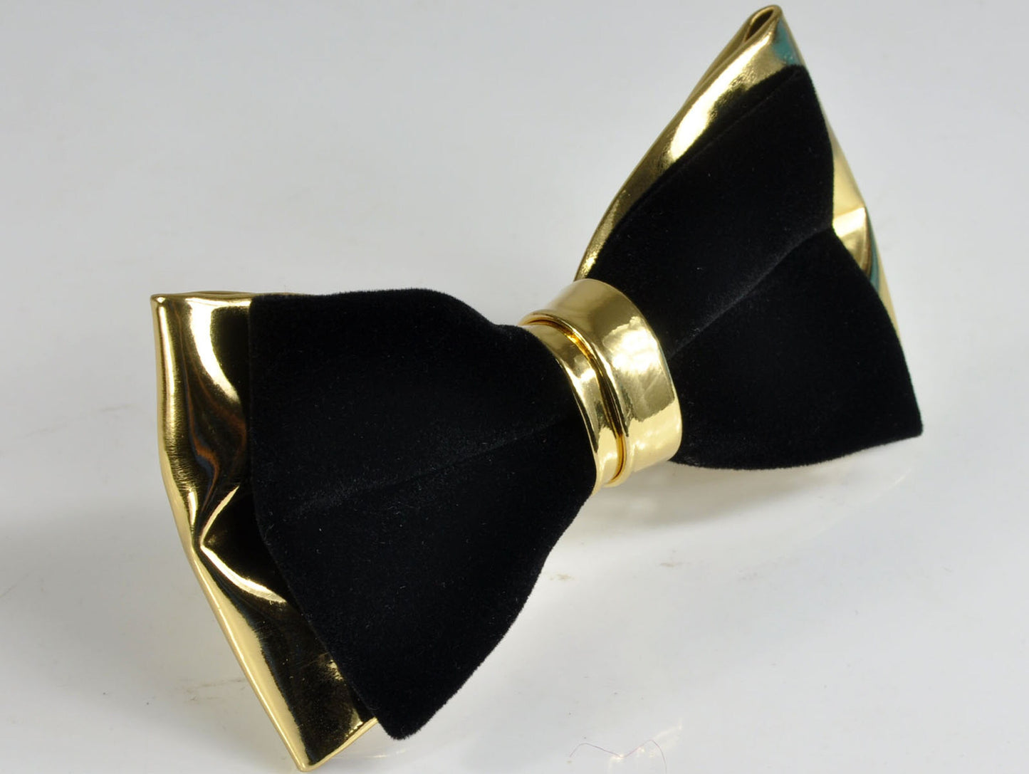 Black Velvet Gold Faux Leather Bow tie + Black Elastic Suspenders Braces for baby infant / Toddler Boy Kids / Youth Teenage / Adult