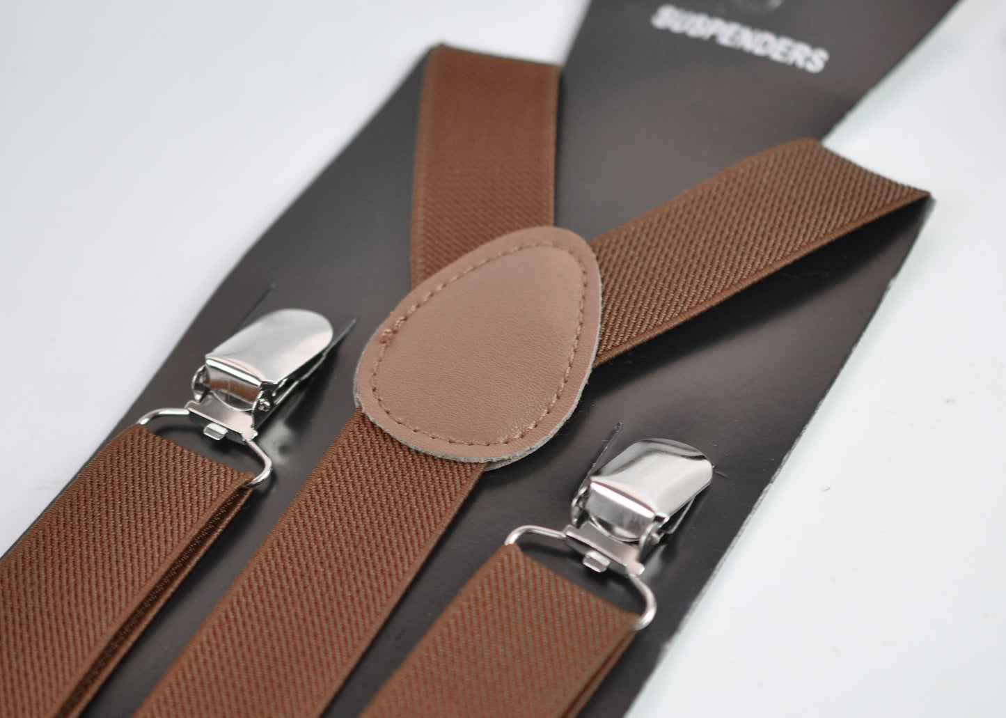 Toffee Brown 25MM Elastic Y-Back Suspenders Braces Metal Clips for Men Adult / Youth Teenage / Kids Boy /Toddler Baby Infant