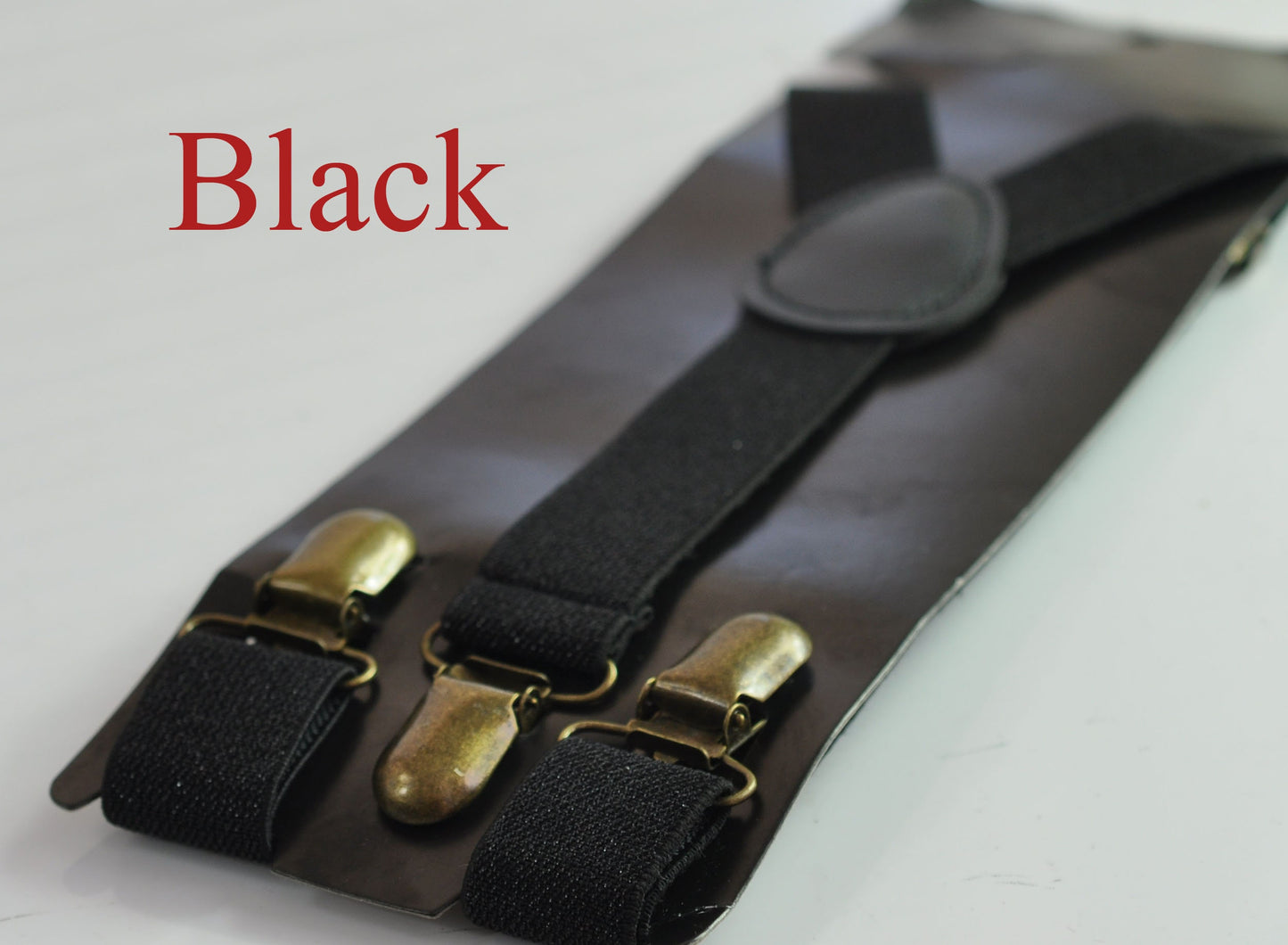 BLACK Gold Silver or Red 25mm Y-back Shining Elastic Suspenders Braces Bronze Clips for Men Women / Youth / Boy Kids / Baby Infant Toddler