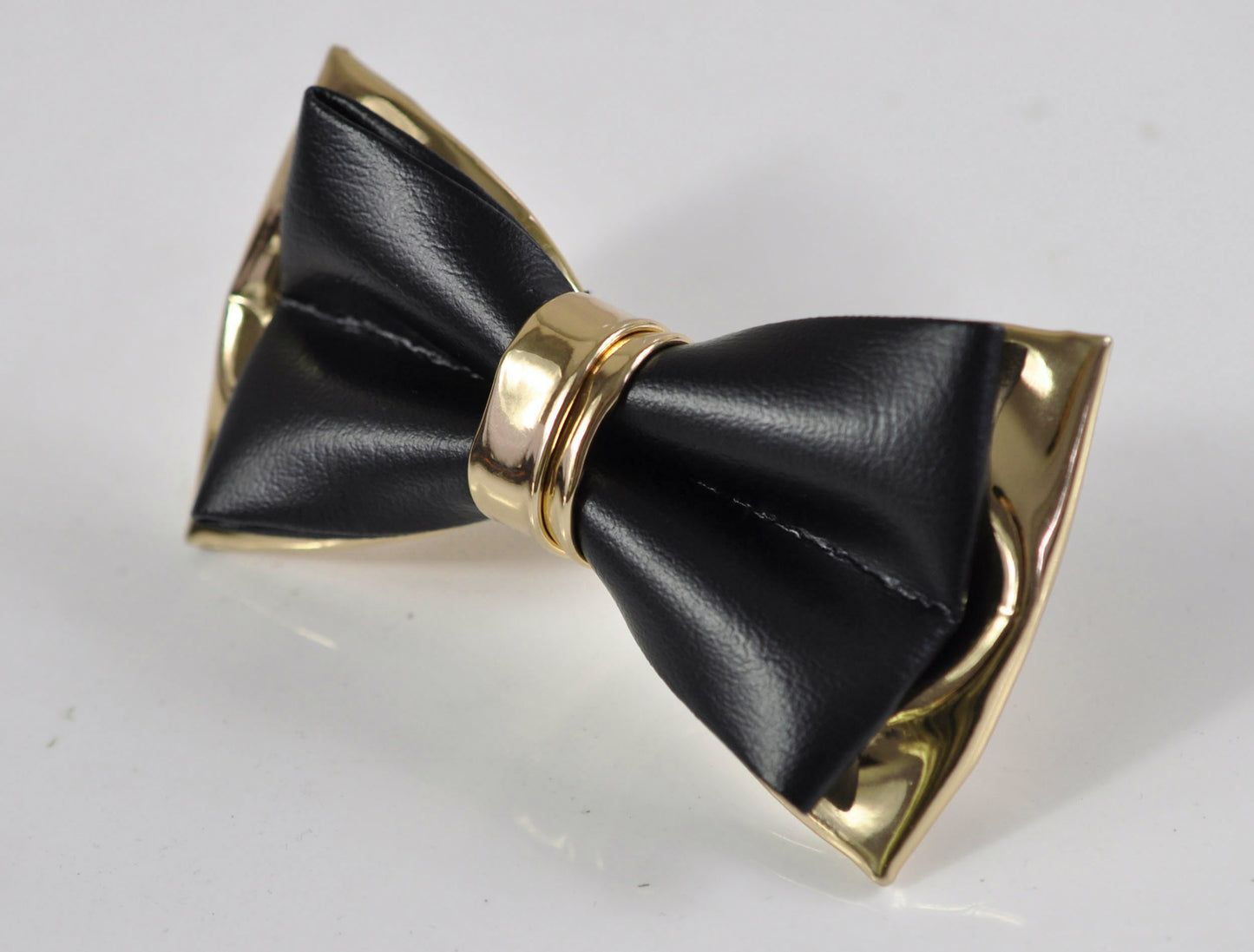 Mens PVC Faux Leather Gold Golden Black Shining Bow Tie Bowties Wedding Party for All Ages Men / Youth / Boy KIds / Baby infant Toddler