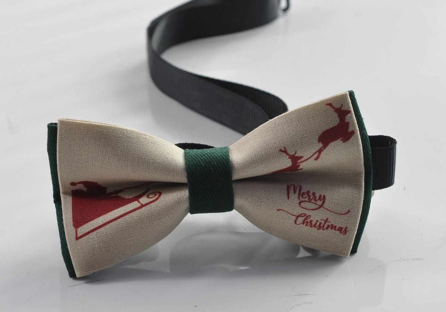 Xmas Christmas Elk Deer Elks Santa Claus Emerald Green Pretied Bow Tie for Men Adult / Youth Teenage / Boy Kids / Baby Infant Toddler