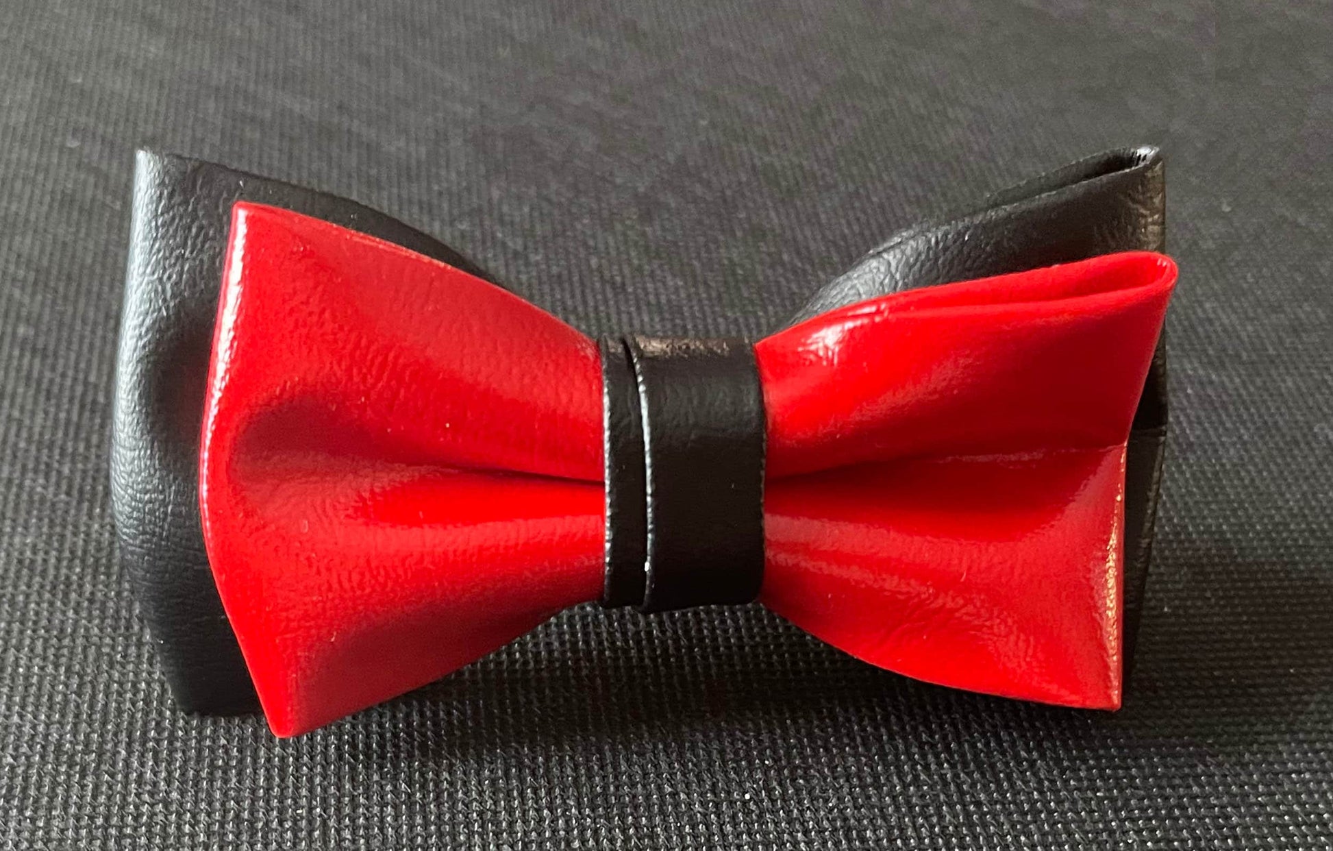 Red and Black Faux Leather Pretied Bow tie Bowtie for Men Adult / Youth Teenage / Page Boy Kids / Toddler Baby infant