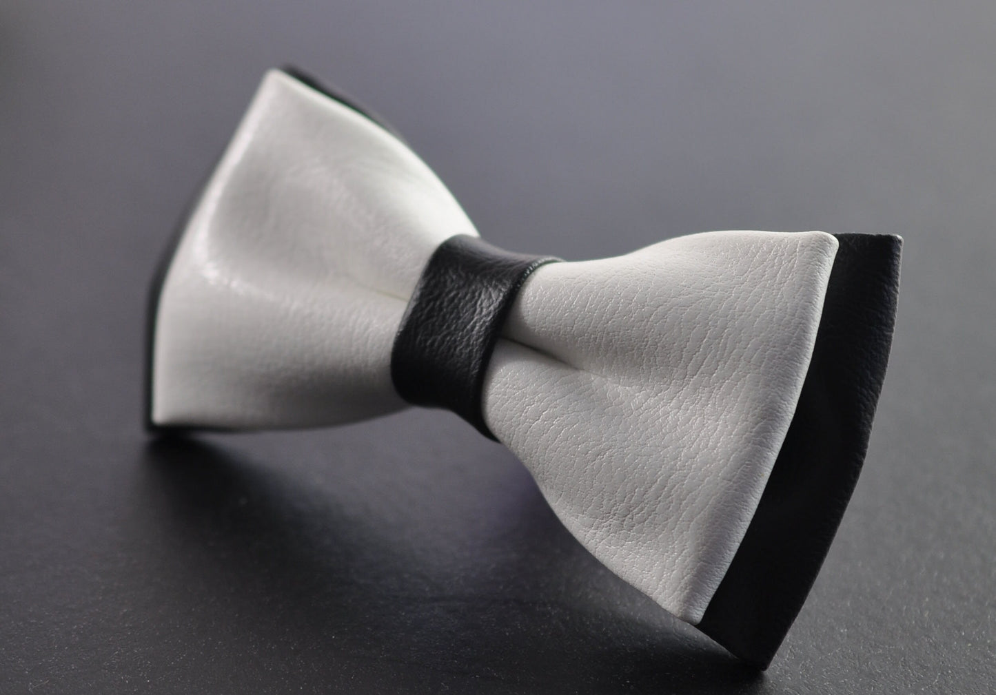 Black and White Faux Leather Pretied Bow tie Bowtie for Men Adult / Youth Teenage / Page Boy Kids / Toddler Baby infant