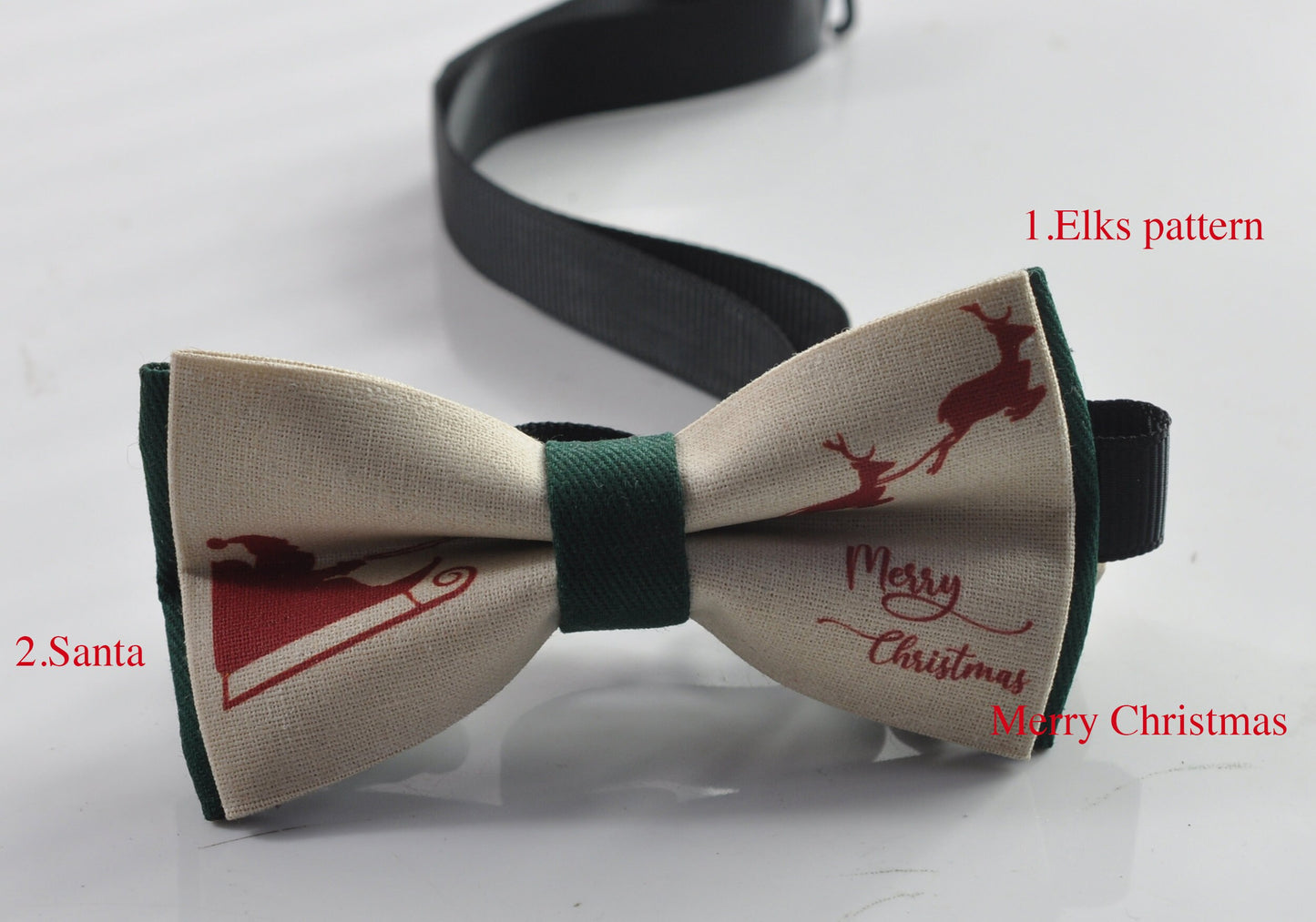 Xmas Christmas Elk Deer Elks Santa Claus Emerald Green Pretied Bow Tie for Men Adult / Youth Teenage / Boy Kids / Baby Infant Toddler