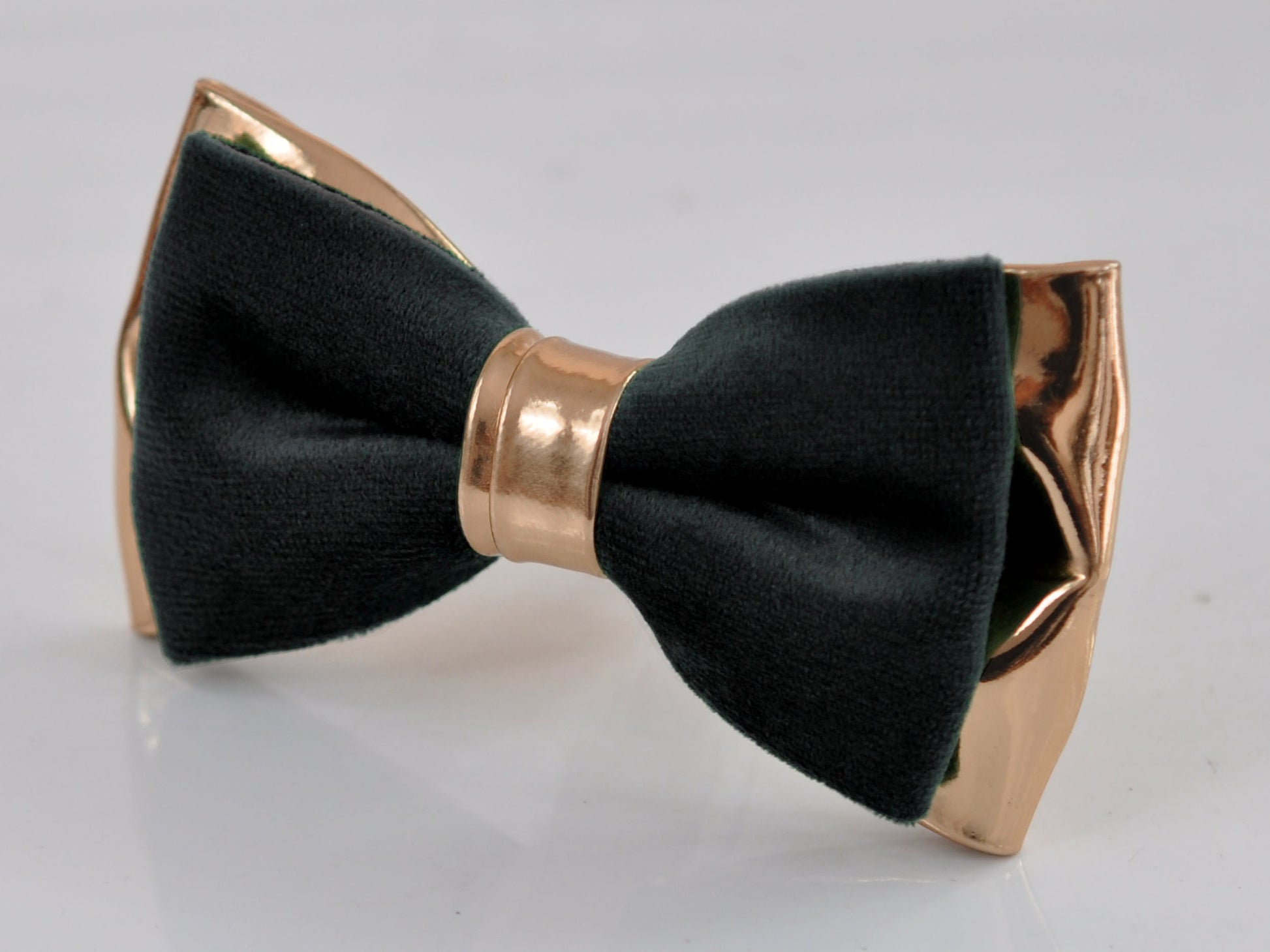 Black Velvet and ROSE Gold Leather Bow tie + Black Elastic Suspenders Braces Men / Youth / Boys Kids / Baby Infant Toddler
