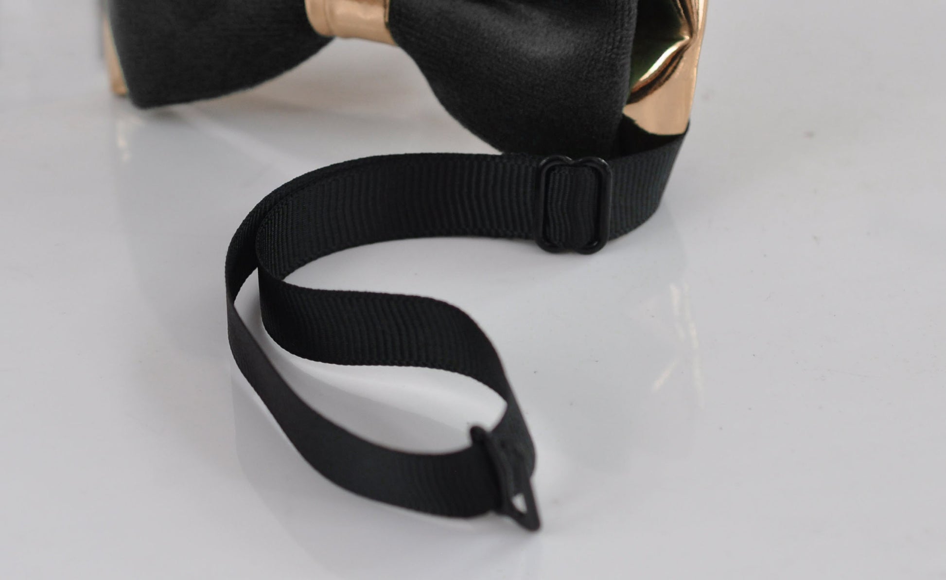 Black Velvet and ROSE Gold Leather Bow tie + Black Elastic Suspenders Braces Men / Youth / Boys Kids / Baby Infant Toddler