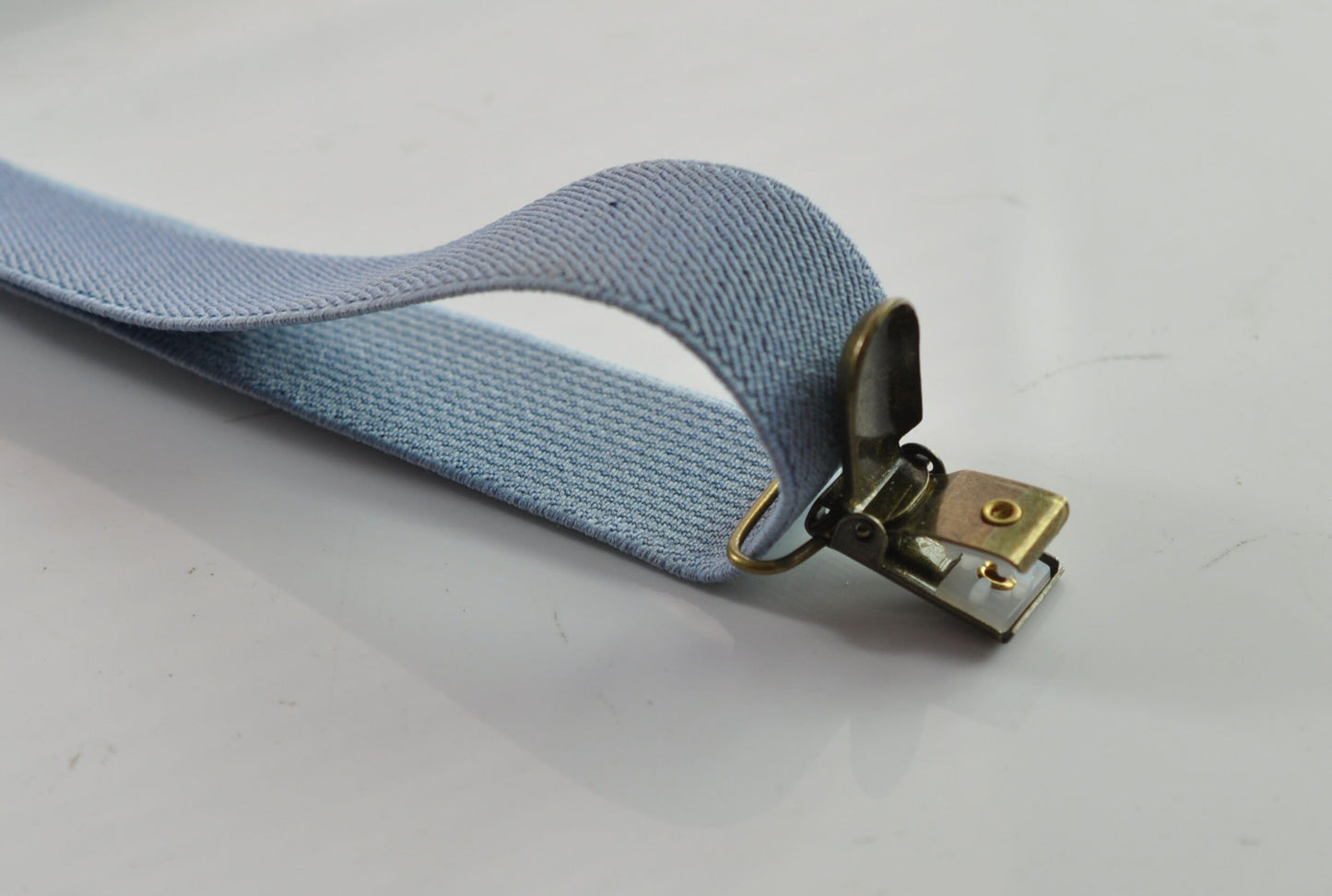 DUSTY BLUE 25MM Elastic Y-Back Suspenders Braces Bronze Metal Clips for Men Adult / Youth Teenage / Kids Boy /Toddler Baby Infant