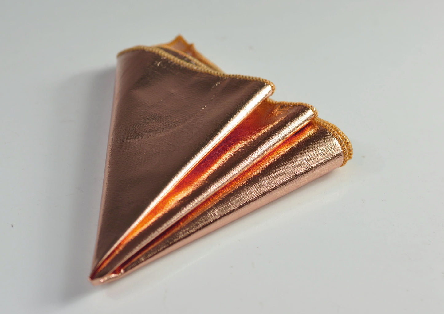 Men Men's Rose Pink Gold Shining Handmade Soft Faux leather leather look Pocket Square for Wedding Formal Hanky Handkerchief