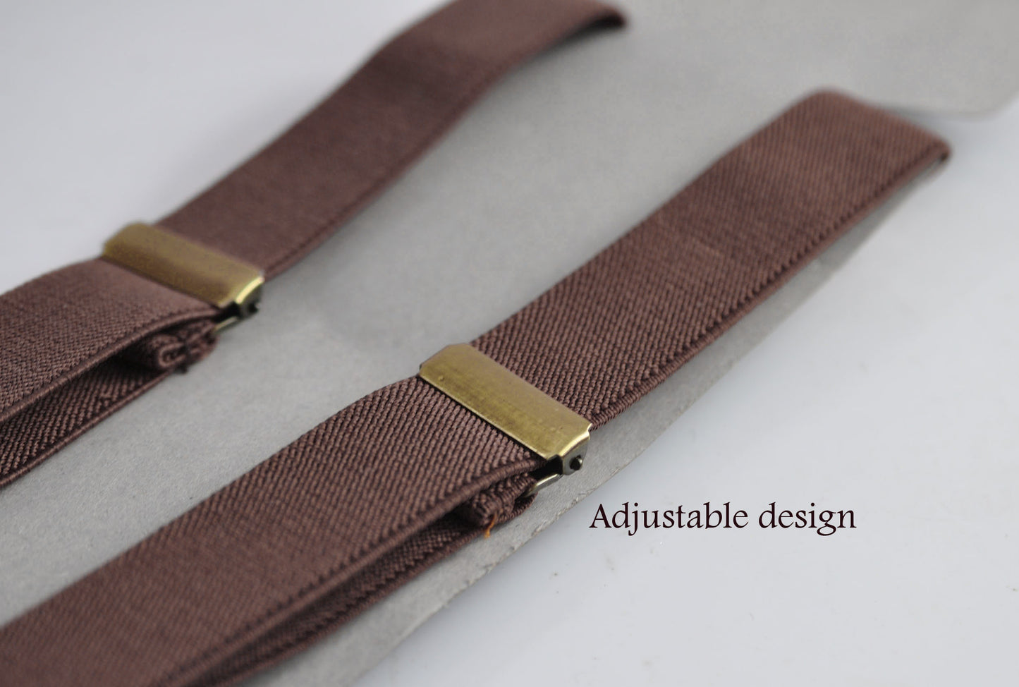 Dark Brown Coffee Chocolate 25MM Elastic Y-Back Suspenders Braces Bronze Metal Clips for Men Adult / Youth / Kids Boy /Toddler Baby Infant