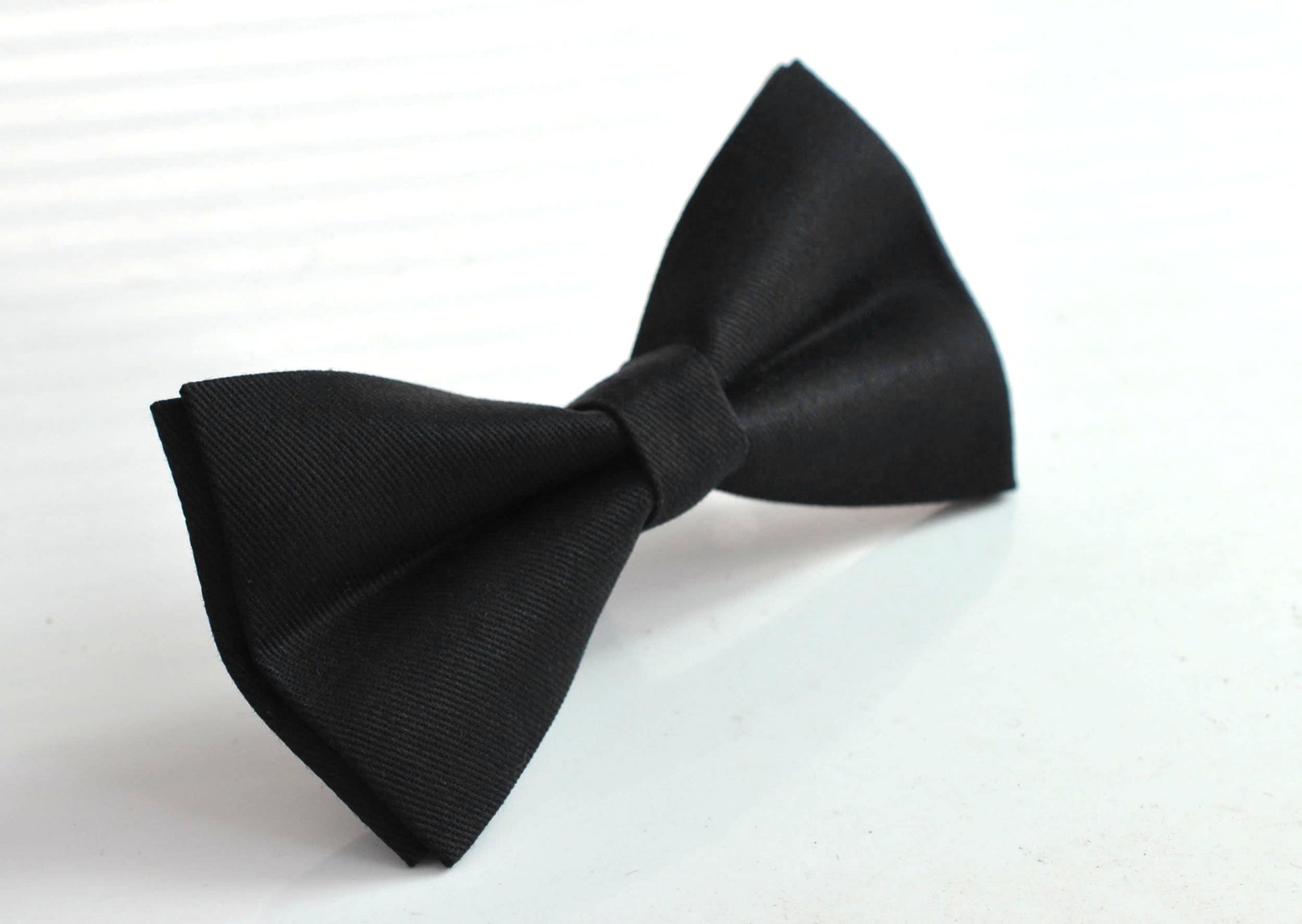 Black Cotton Handmade Bow Tie Bowtie matched pocket Square Hanky Handkerchief For Men / Youth / Boy Kids / Baby toddler