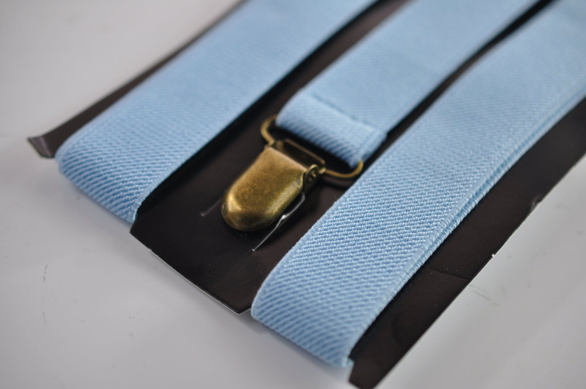 Pale Blue Light Blue 25MM Elastic Y-Back Suspenders Braces Bronze Metal Clips for Men Adult / Youth Teenage / Kids Boy /Toddler Baby Infant