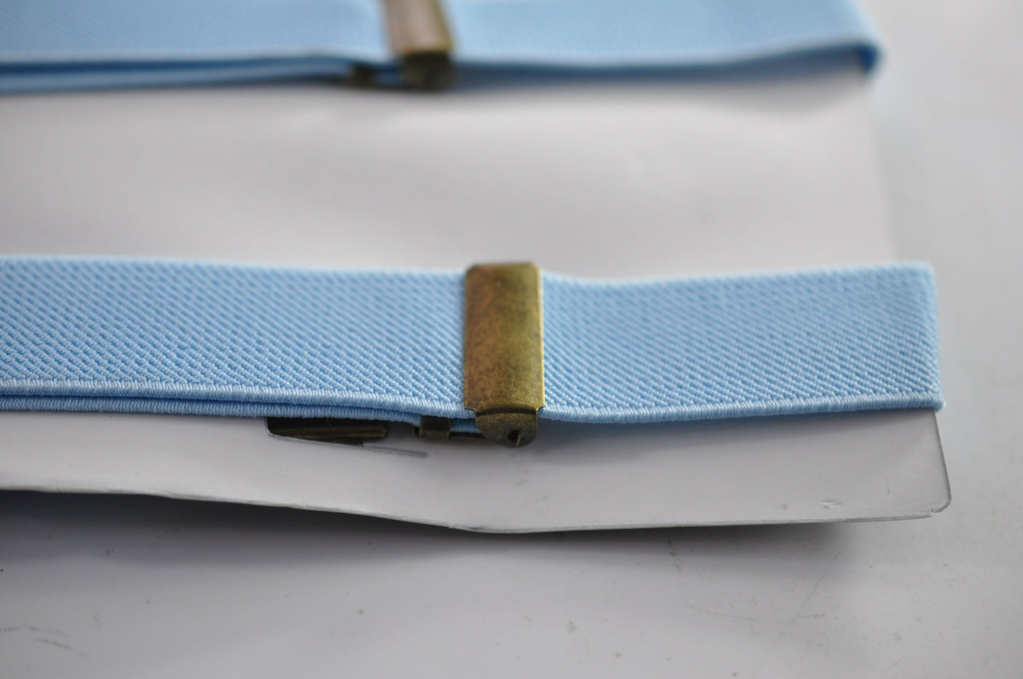 Pale Blue Light Blue 25MM Elastic Y-Back Suspenders Braces Bronze Metal Clips for Men Adult / Youth Teenage / Kids Boy /Toddler Baby Infant