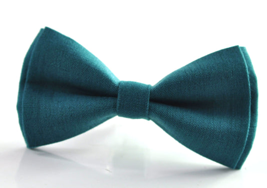 Turquoise Teal Blue Linen Bow tie Bowtie + matched pocket Square Hanky Handkerchief Wedding for Men / Youth / Boys Kids / Baby Infant