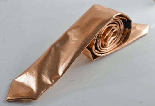 MEN Women Skinny Rose Gold Golden Faux Leather Necktie Neck Tie