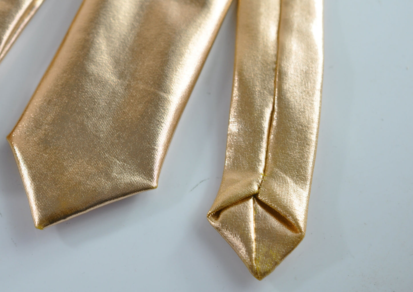 MEN Women Skinny Bright Gold Faux Leather Necktie Neck Tie