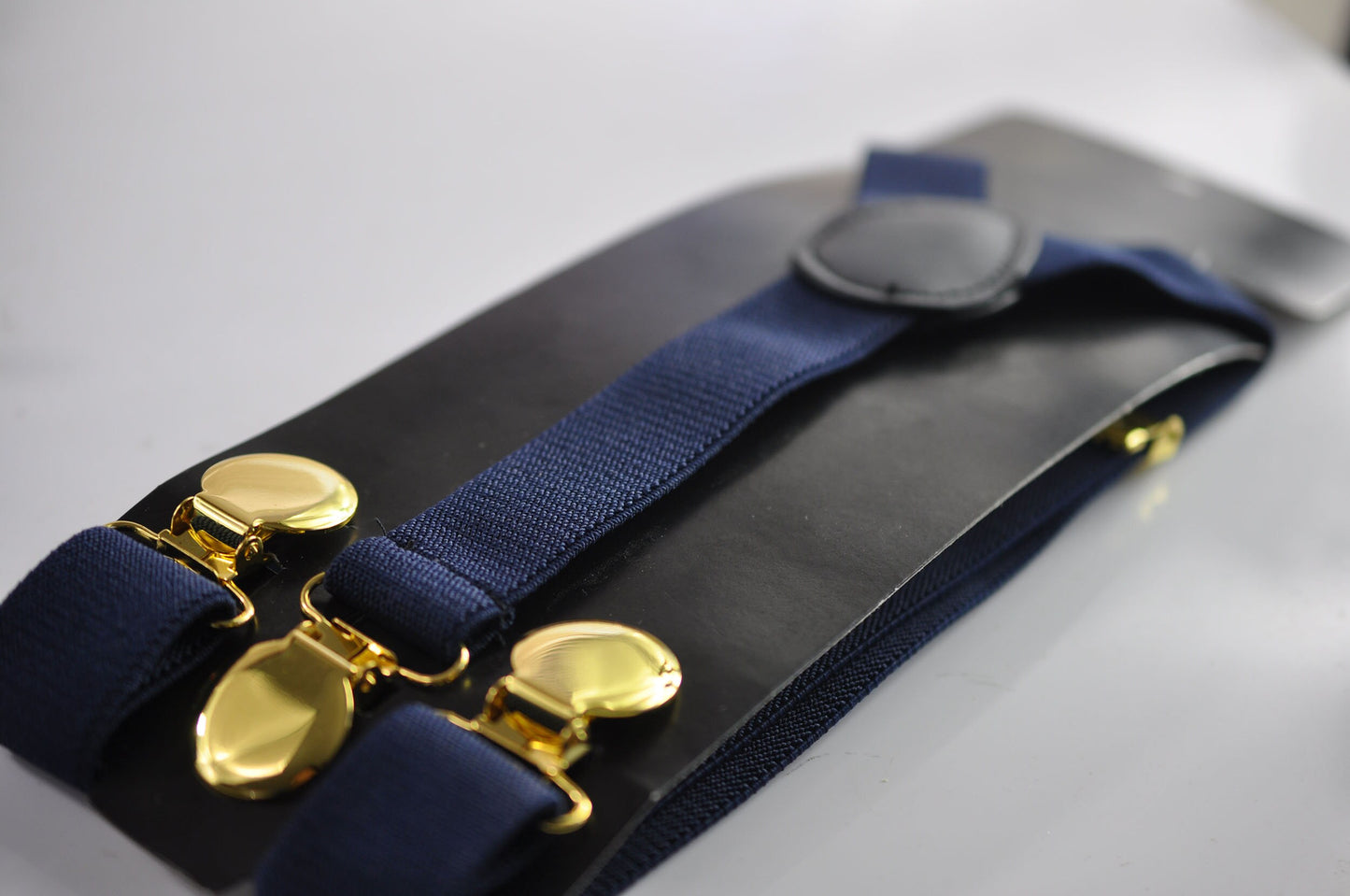 Navy Blue 25MM Elastic Y-Back Suspenders Braces Round Gold Golden Metal Clips for Men Adult / Youth / Kids Boy /Toddler Baby Infant