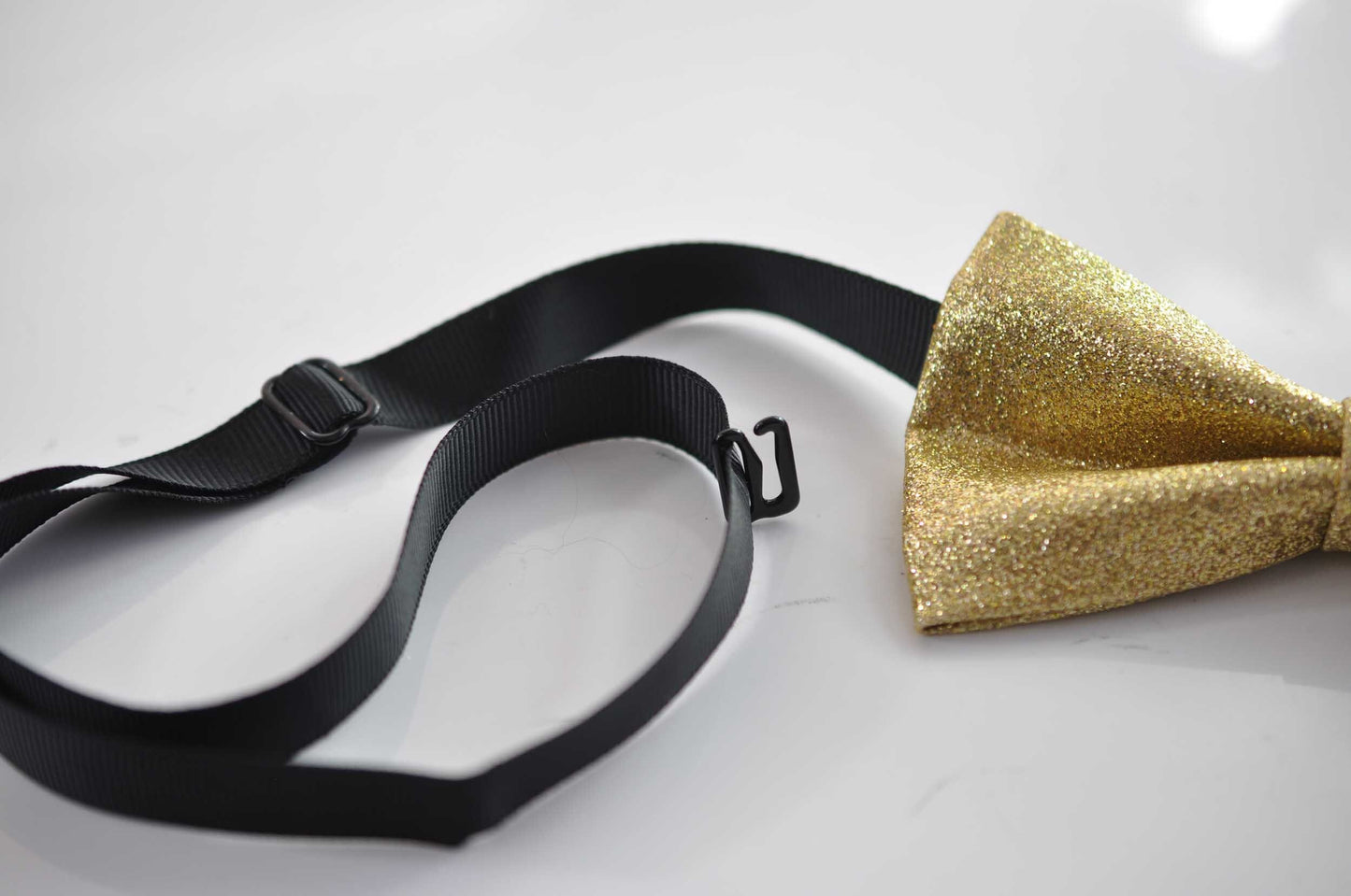 Gold Shining Faux Leather Bow tie Bowtie and Black Elastic Suspenders Braces for Men / Youth / Boy Kids / Baby Infant Toddler