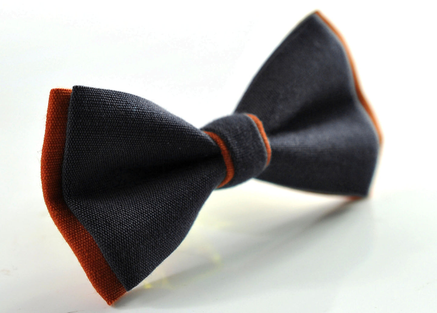 Black and Burnt Orange Linen Bow tie Bowtie + BLACK Suspenders Braces for Men / Youth Teenage/ Boys Kids / Baby Infant Toddler