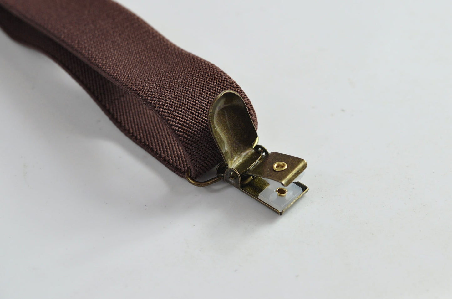 White Cotton Bow tie Bowtie + Dark Brown Coffee Chocolate Elastic Suspenders Braces for Men / Youth / Boys Kids / Baby Infant Toddler