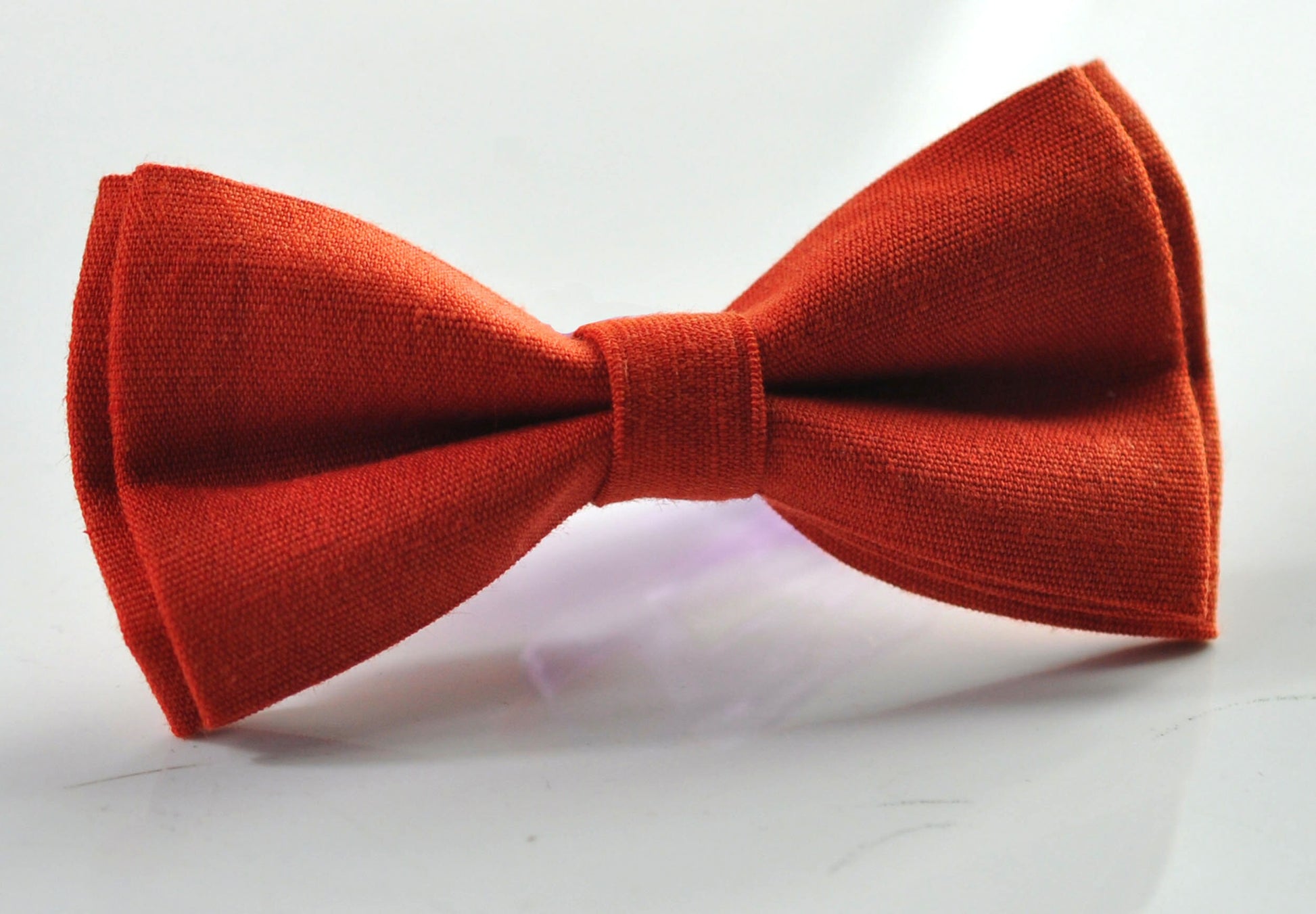 Burnt Orange Linen Bow tie Bowtie + Dark Coffee Brown Elastic Suspenders Braces for Men / Youth / Boys Kids / Baby Infant Toddler