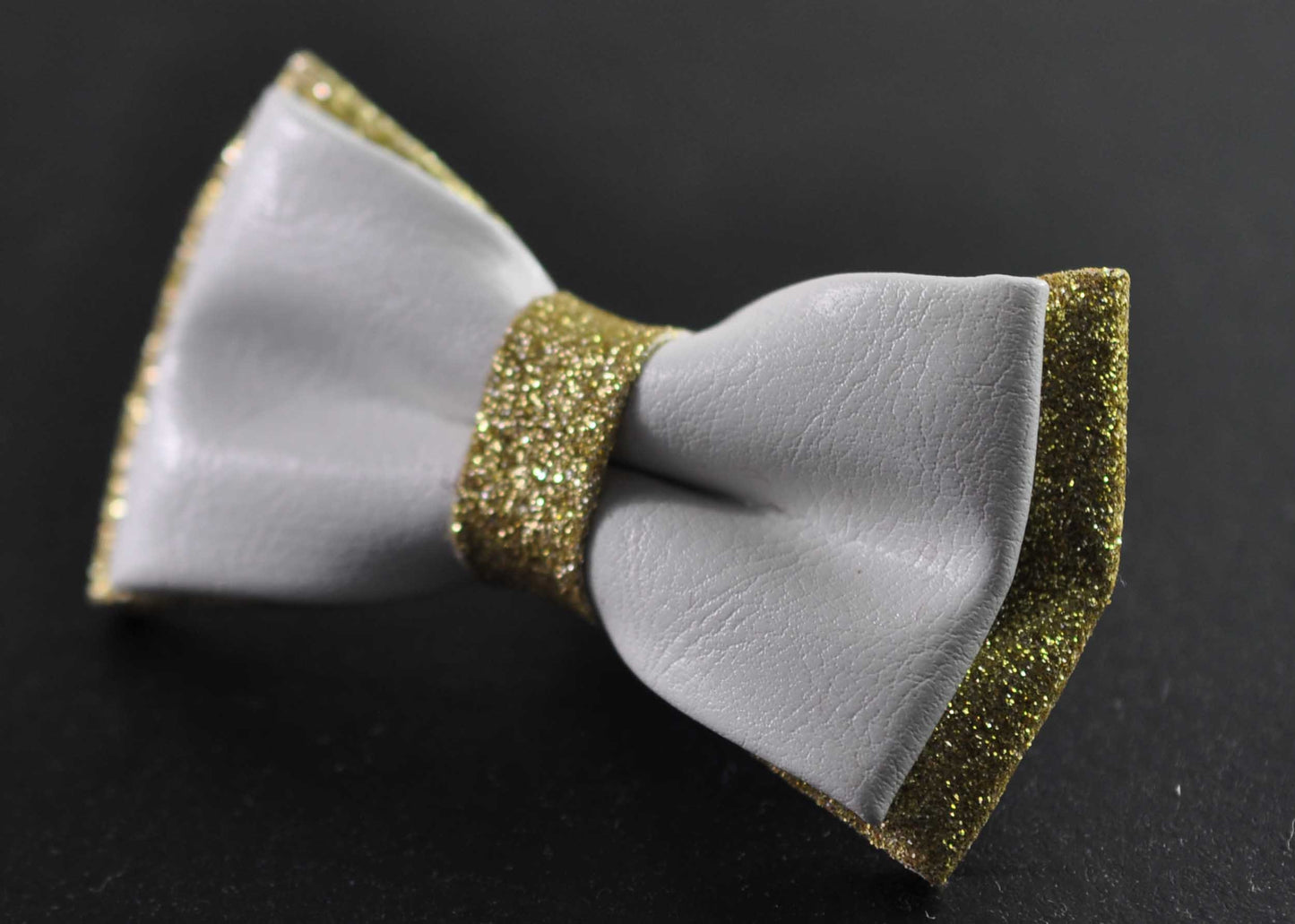 White Gold Golden Faux Leather Shining Bow Tie Bowties Wedding Party for All Ages Men / Youth / Boy KIds / Baby infant Toddler