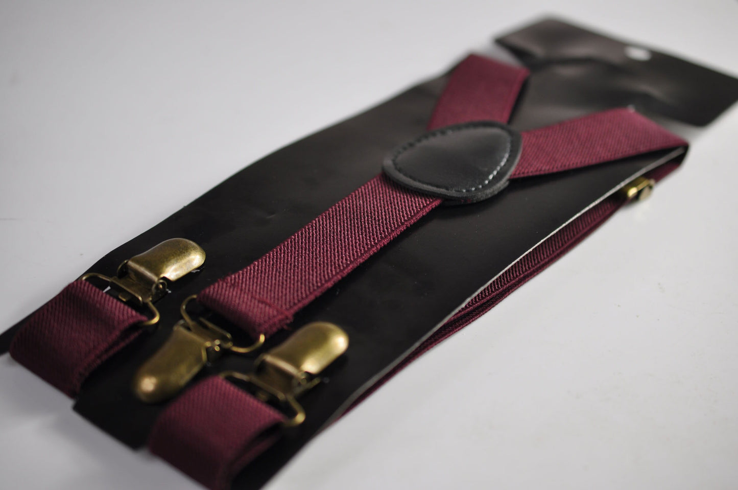 Black Gold Golden Faux Leather Bow tie + Burgundy Wine Red Elastic Suspenders Braces Men / Youth / Kids Boy /Toddler Baby Infant