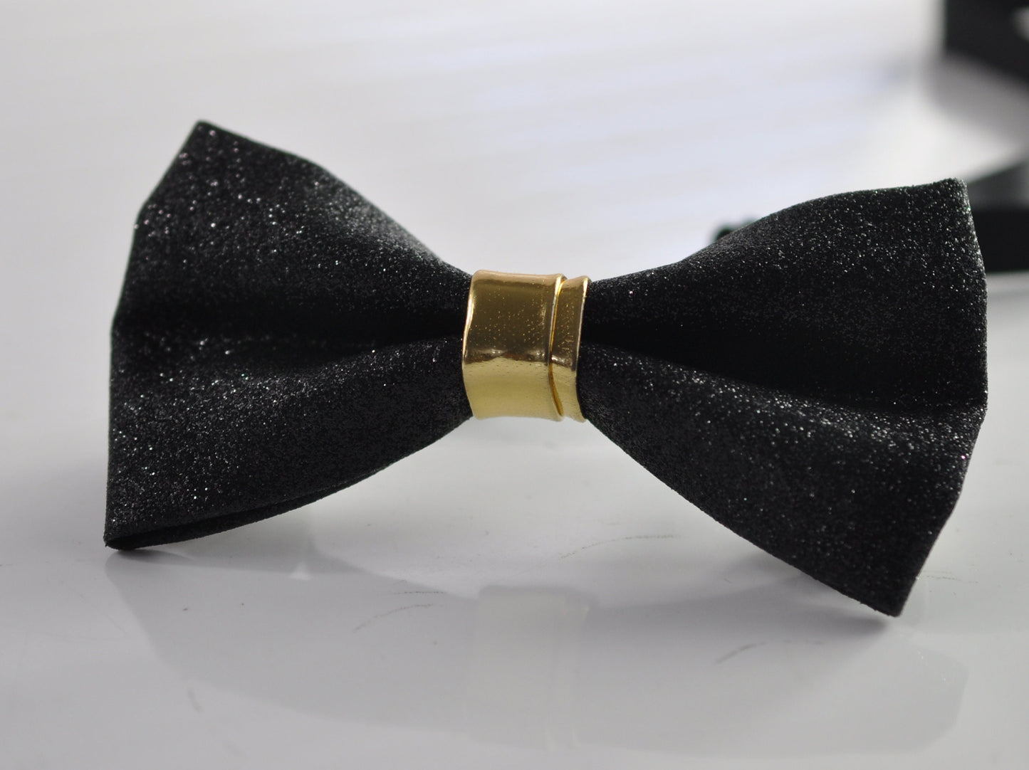 Black Golden Shining 2 Layers Faux leather Bow Tie BOWTIE for Adult / Teenage / Kids /Baby