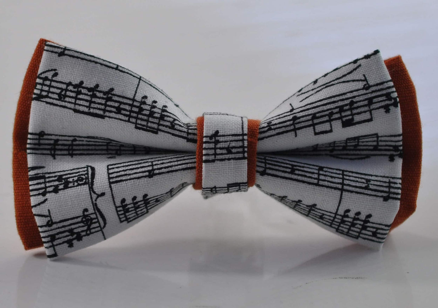 Black White Sheet Music Notes and Burnt Orange Linen Bow tie Bowtie + RUST Suspenders Braces for Men/ Youth/ Boys Kids / Baby Infant Toddler