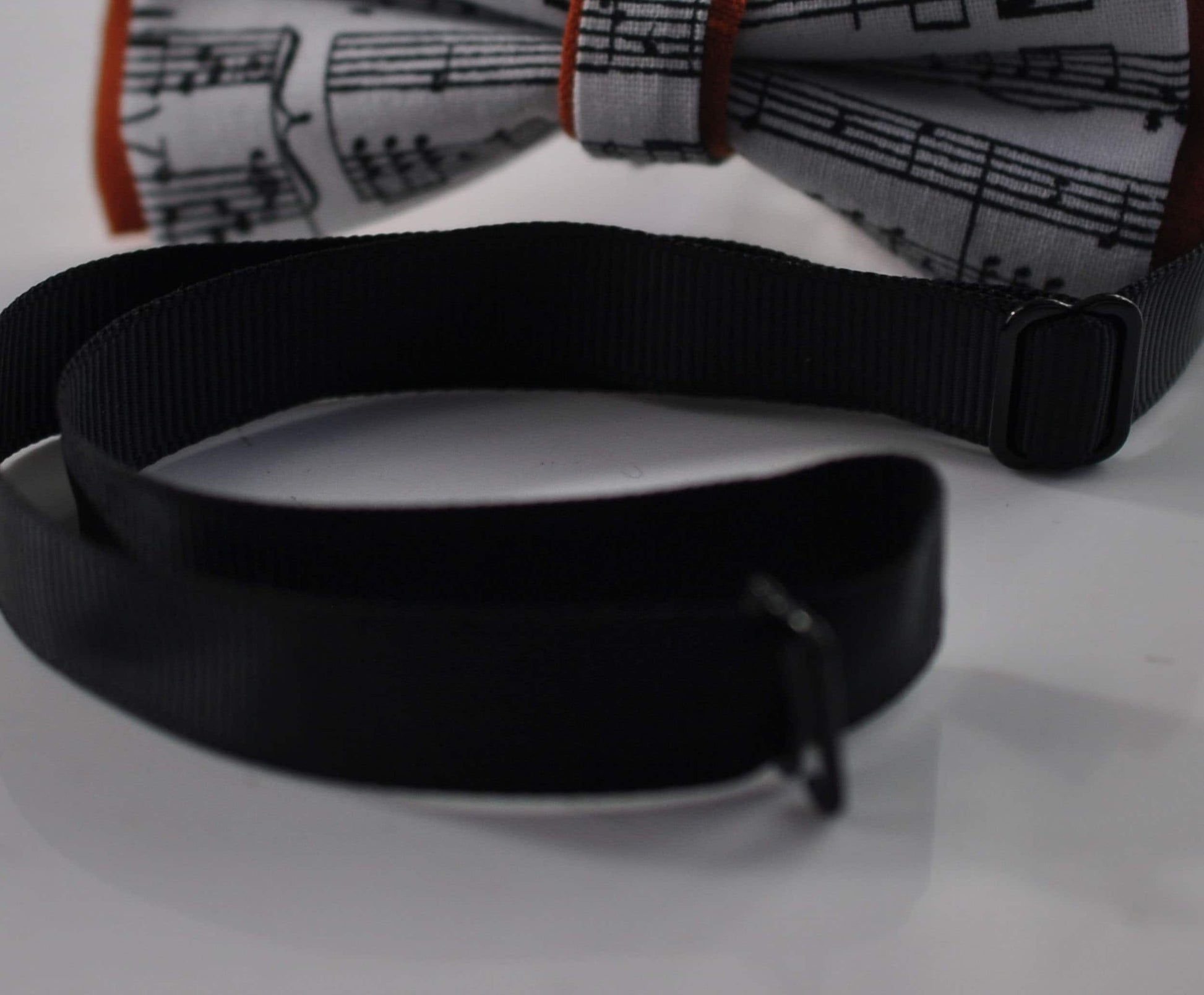 Black White Sheet Music Notes and Burnt Orange Linen Bow tie Bowtie + RUST Suspenders Braces for Men/ Youth/ Boys Kids / Baby Infant Toddler