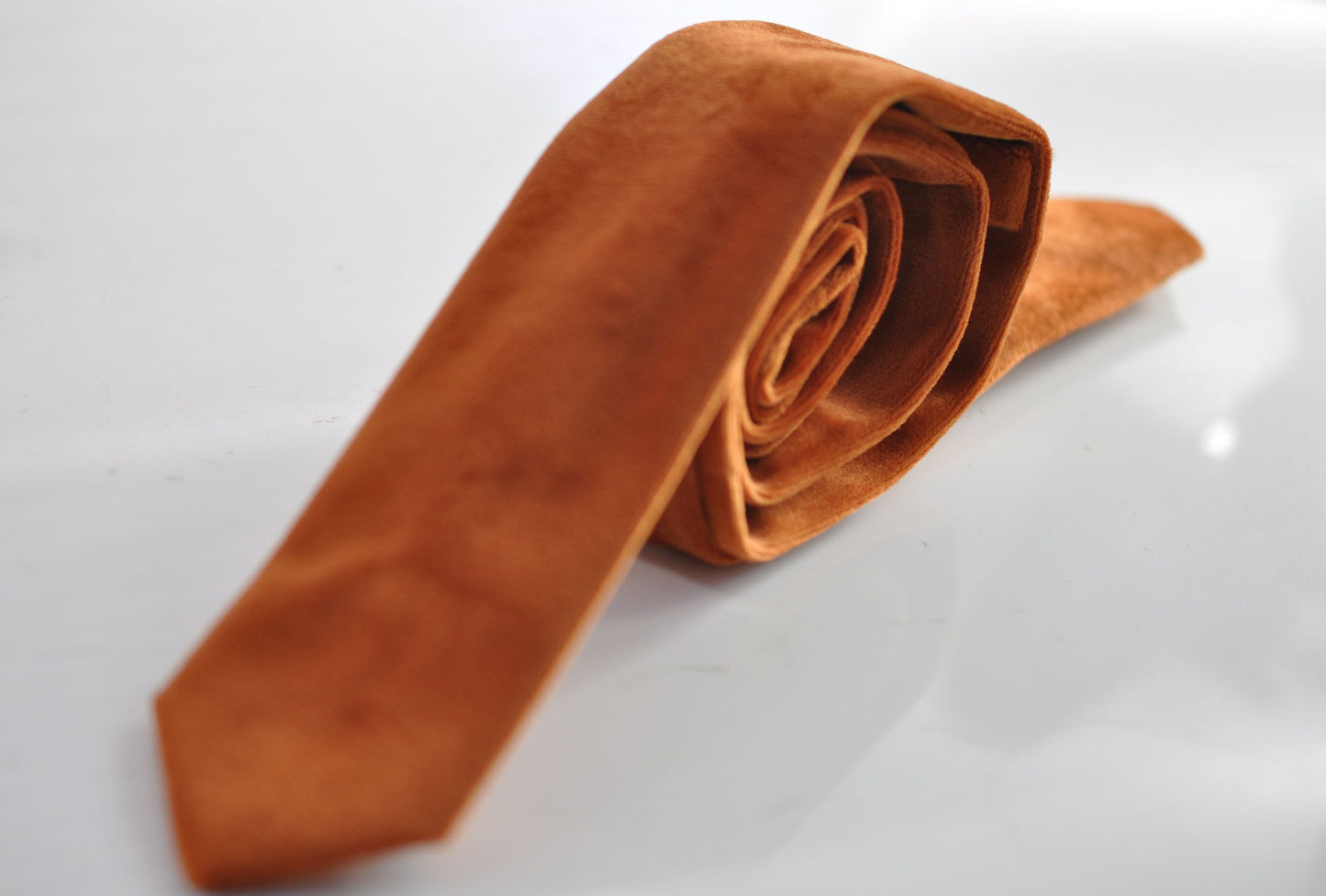 Men Women Unisex Rusty Rust Red Brown Skinny 100% Velvet Necktie Neck Tie for Wedding Party Prom