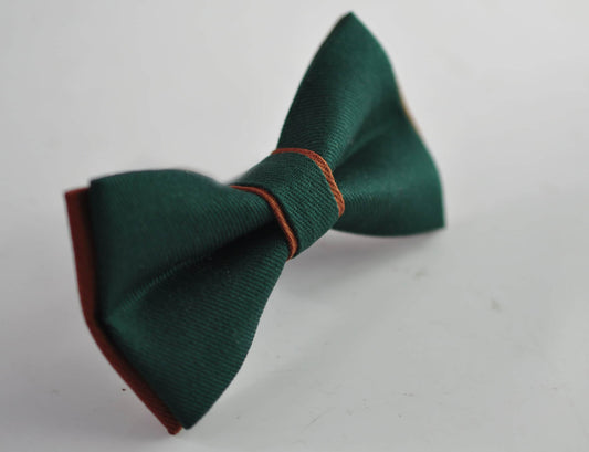 Dark Emerald Green and Rust Terracotta Brown Cotton Pre tied Bow tie Bowtie for Men Adult / Youth Teenage / Boy Kids / Baby Infant