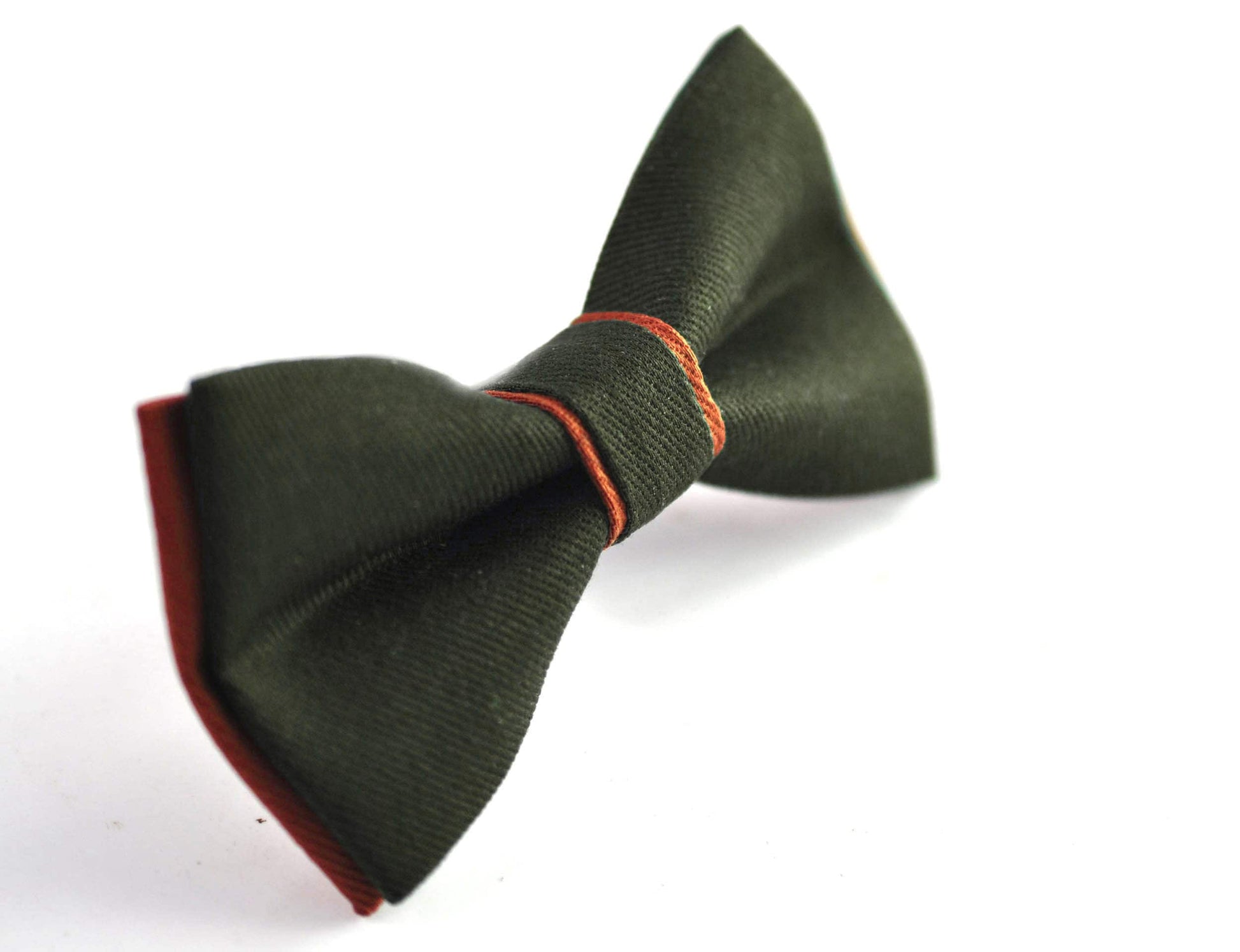 Dark Olive Army Green and Rust Terracotta Brown Cotton Pre tied Bow tie Bowtie for Men Adult / Youth Teenage / Boy Kids / Baby Infant