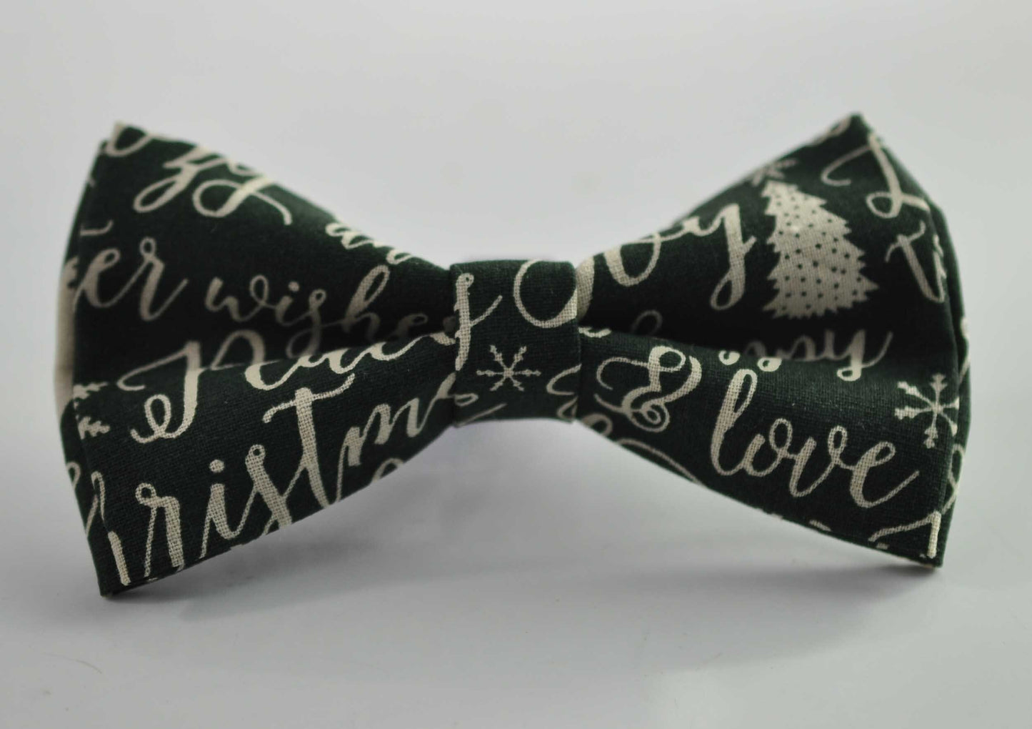 Men 100% Cotton Green White Cotton Christmas ELK Trees Handmade Bow Tie Bowtie Craft Wedding Party