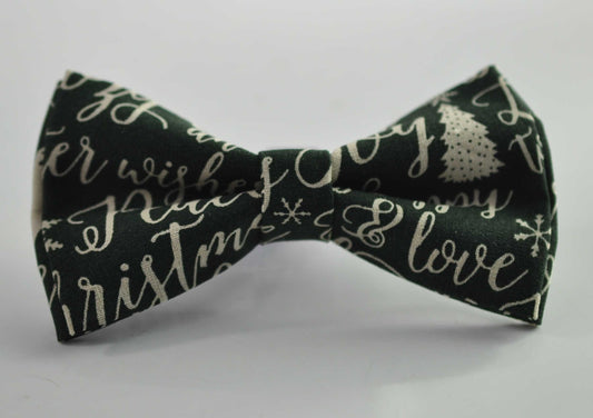 Men 100% Cotton Green White Cotton Christmas ELK Trees Handmade Bow Tie Bowtie Craft Wedding Party