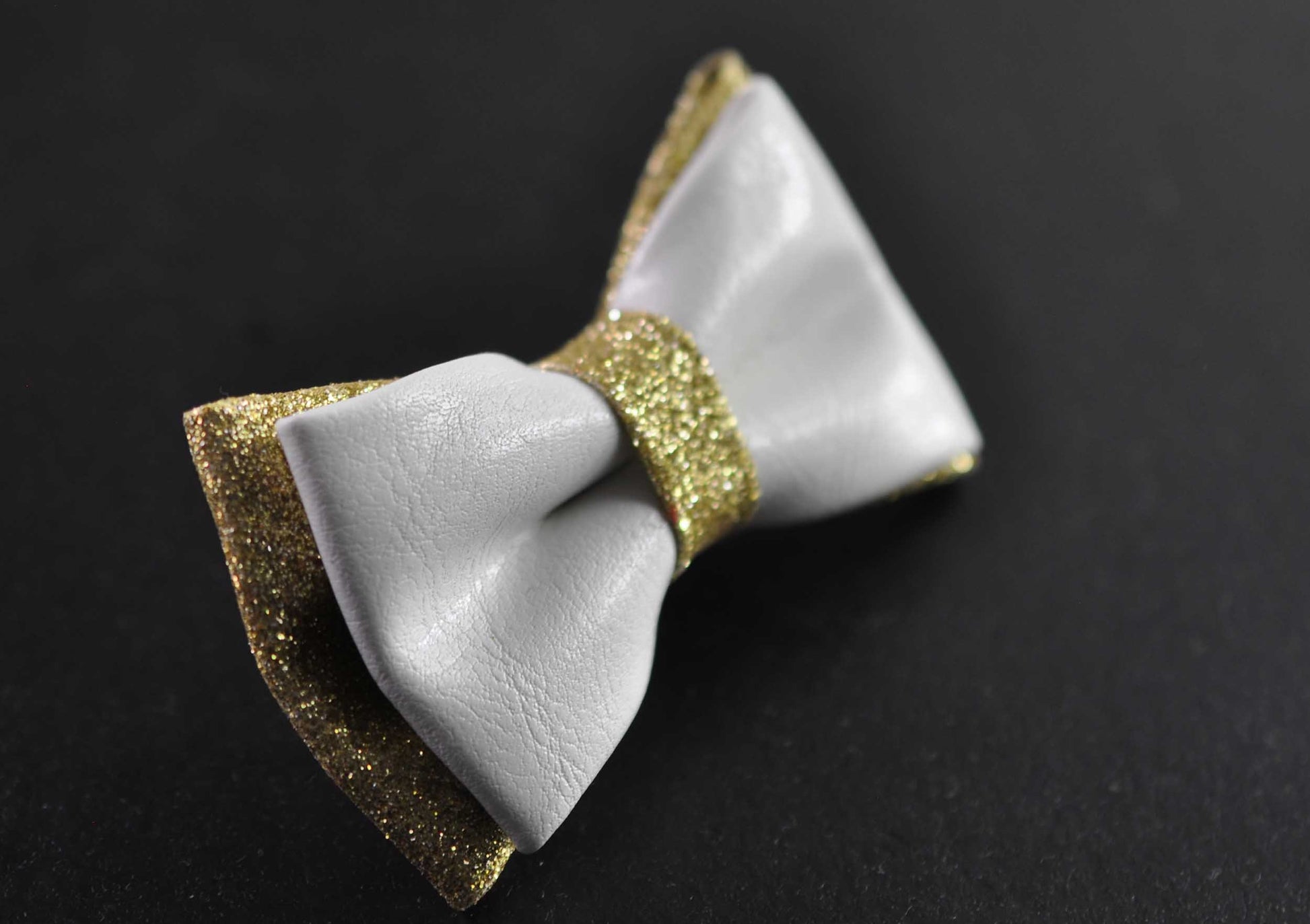 White Gold Golden Faux Leather Shining Bow Tie Bowties Wedding Party for All Ages Men / Youth / Boy KIds / Baby infant Toddler