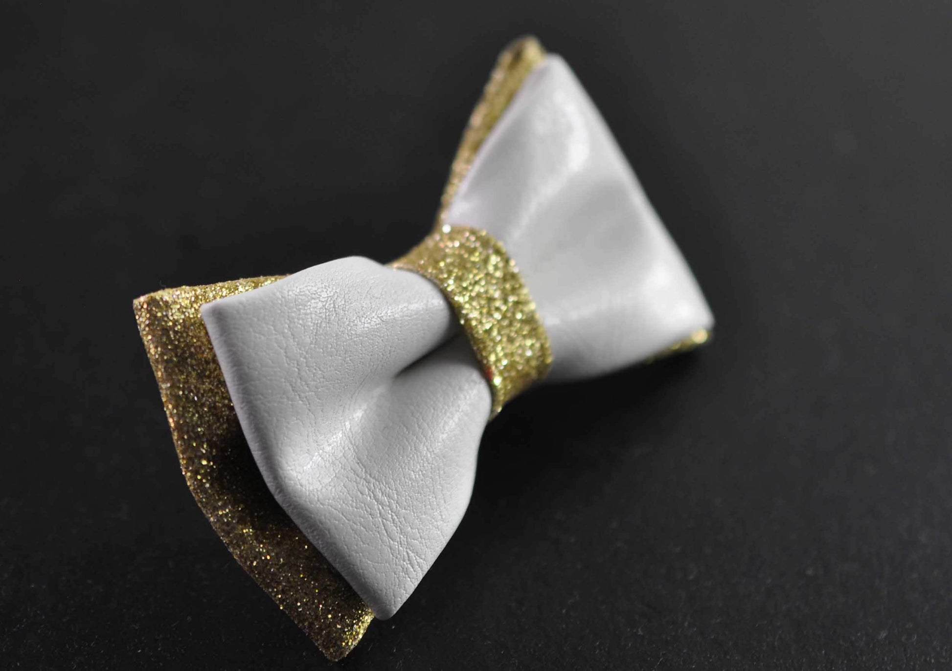 White Gold Faux Leather Bow tie + Dark Brown Coffee Elastic Suspenders Braces Men / Youth / Kids Boy /Toddler Baby Infant