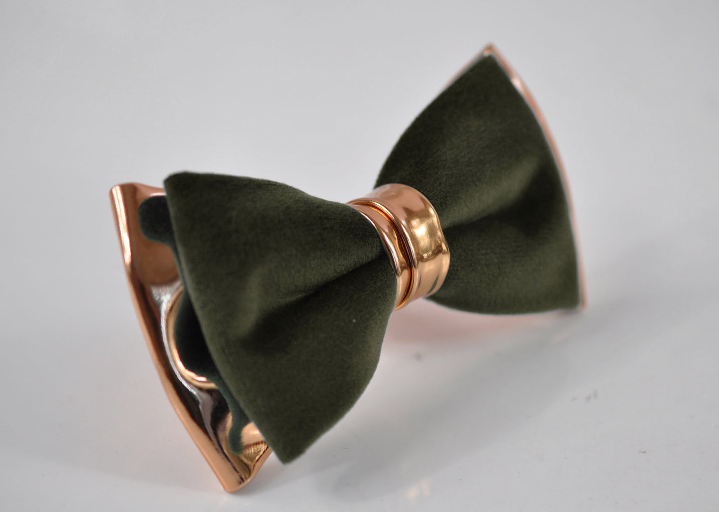 Dark Olive Green Velvet Rose Gold Leather Bow tie + Suspenders Braces + Pocket Square Hanky Handkerchief Men / Youth / Boys / Baby Infant