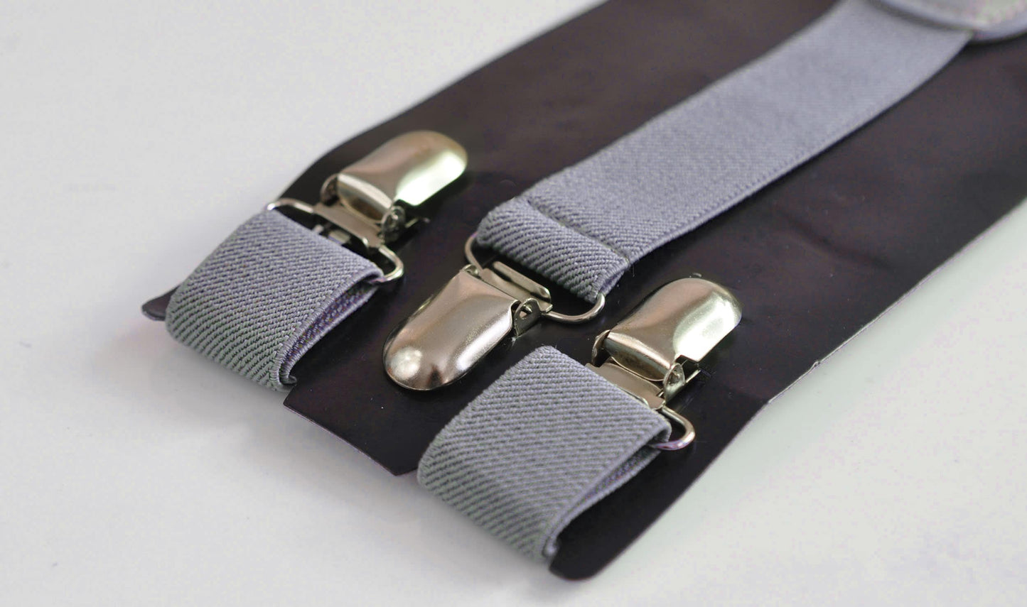 Dusty blue Light BLue Linen Bow tie Bowtie + Matched Elastic Suspenders Braces for Men / Youth / Boys Kids / Baby Infant Toddler