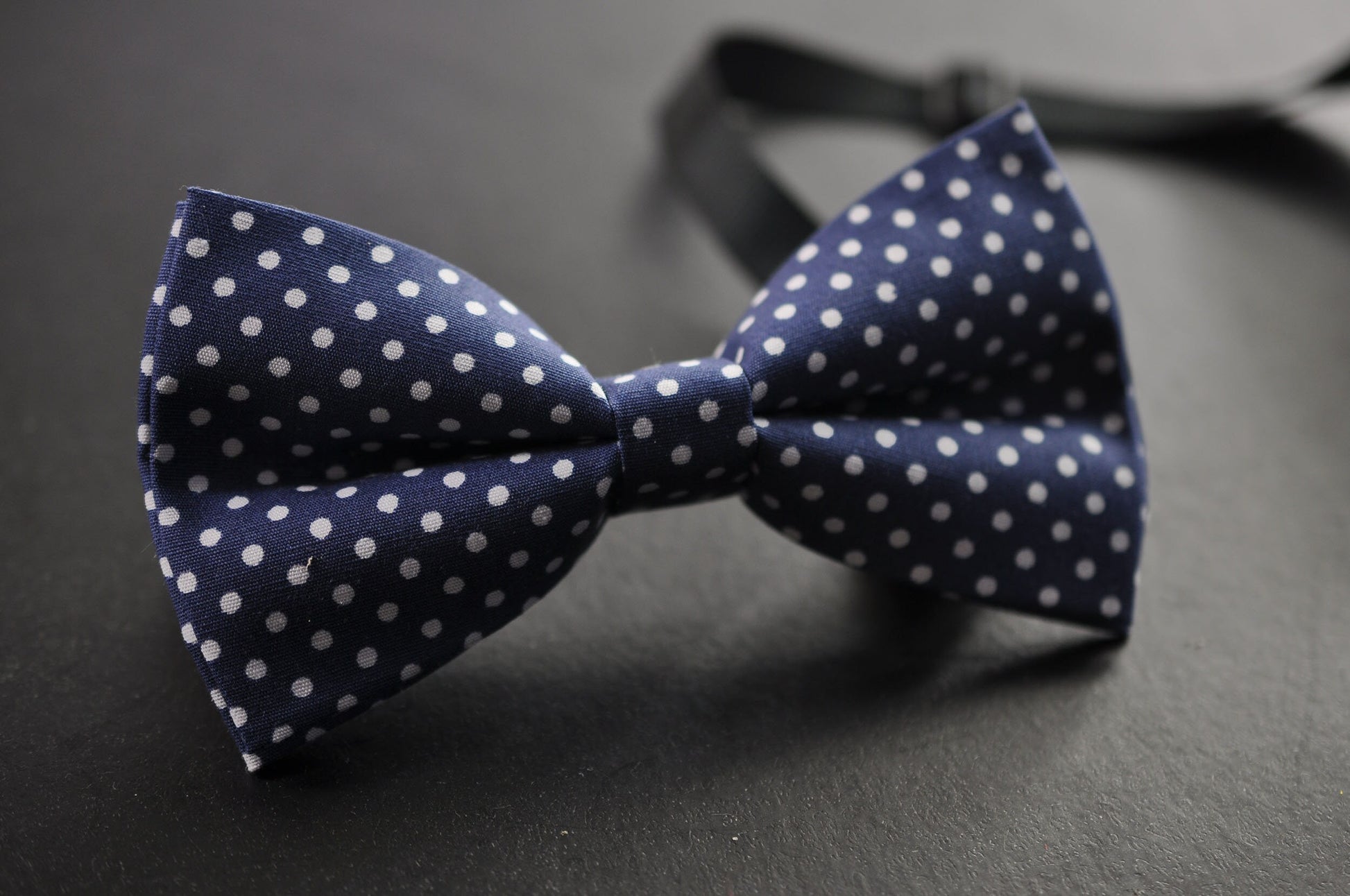 Navy Blue White Dots Polka Dot Spots Bow tie Bowtie + Dark Brown Elastic Suspenders Braces for Baby infant / Boy Kids / Youth / Adult