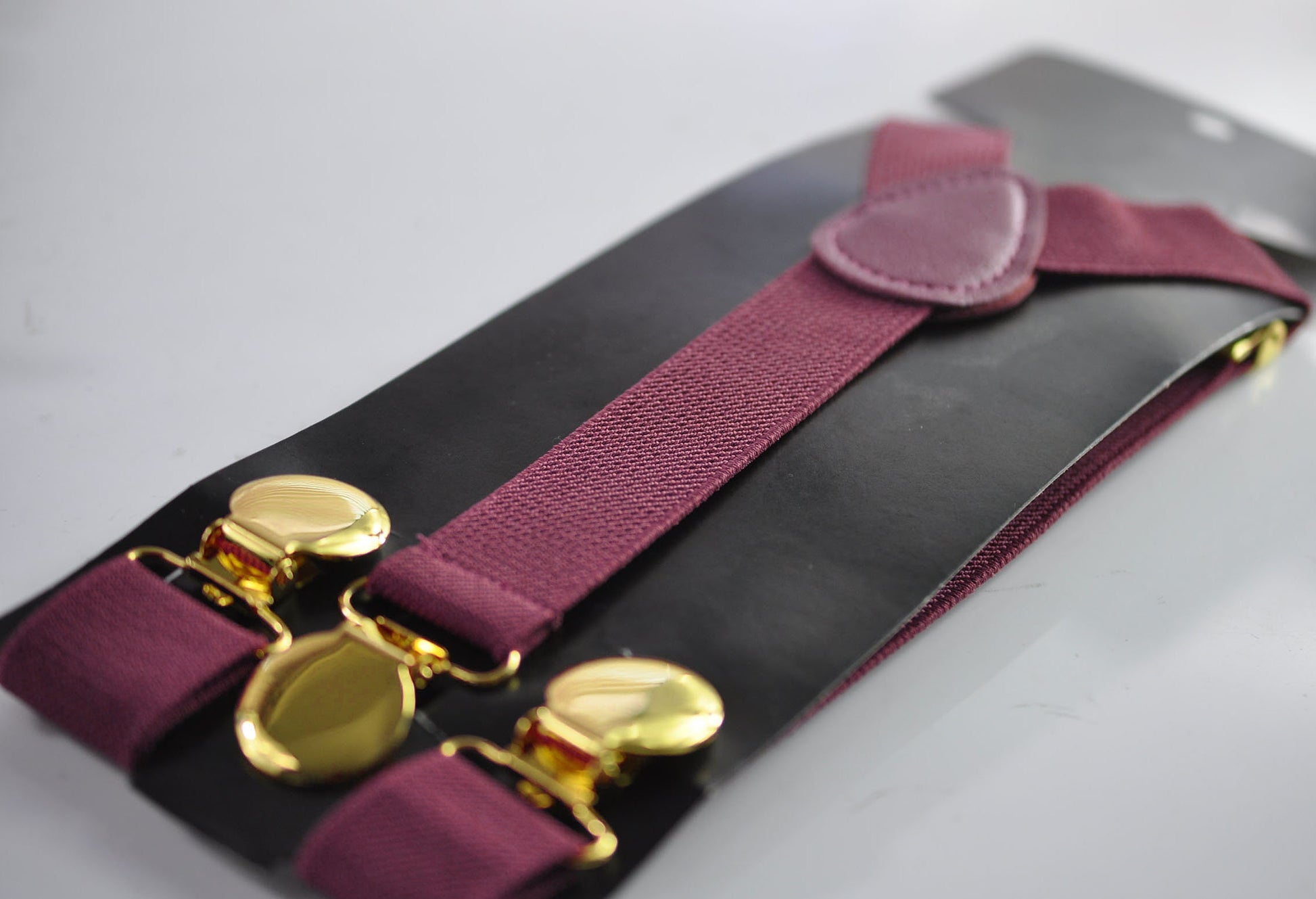 Burgundy Wine Red 25MM Elastic Y-Back Suspenders Braces Round Gold Golden Metal Clip Men / Youth / Kids Boy /Toddler Baby Infant