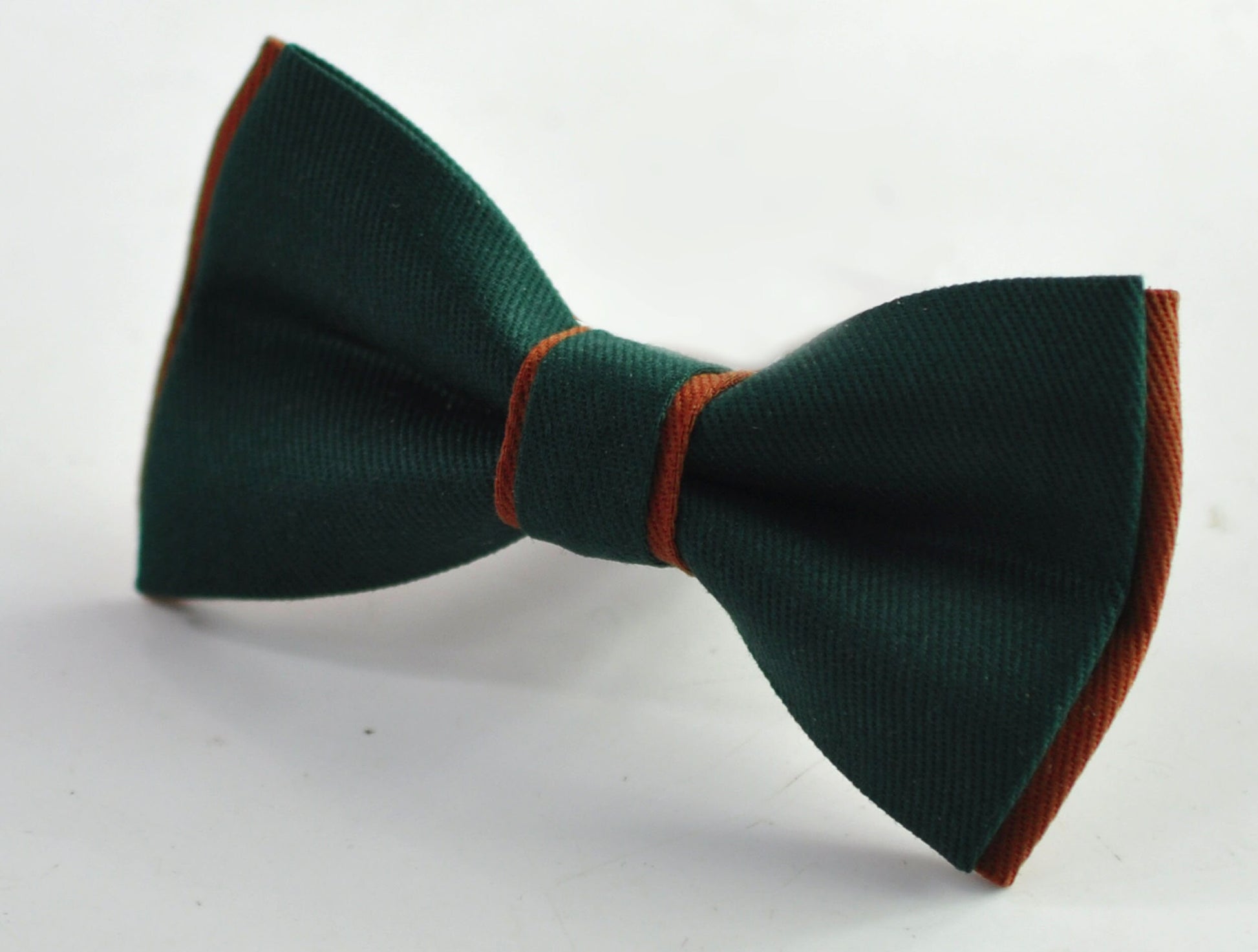 Dark Emerald Green and Rust Terracotta Brown Cotton Pre tied Bow tie Bowtie for Men Adult / Youth Teenage / Boy Kids / Baby Infant