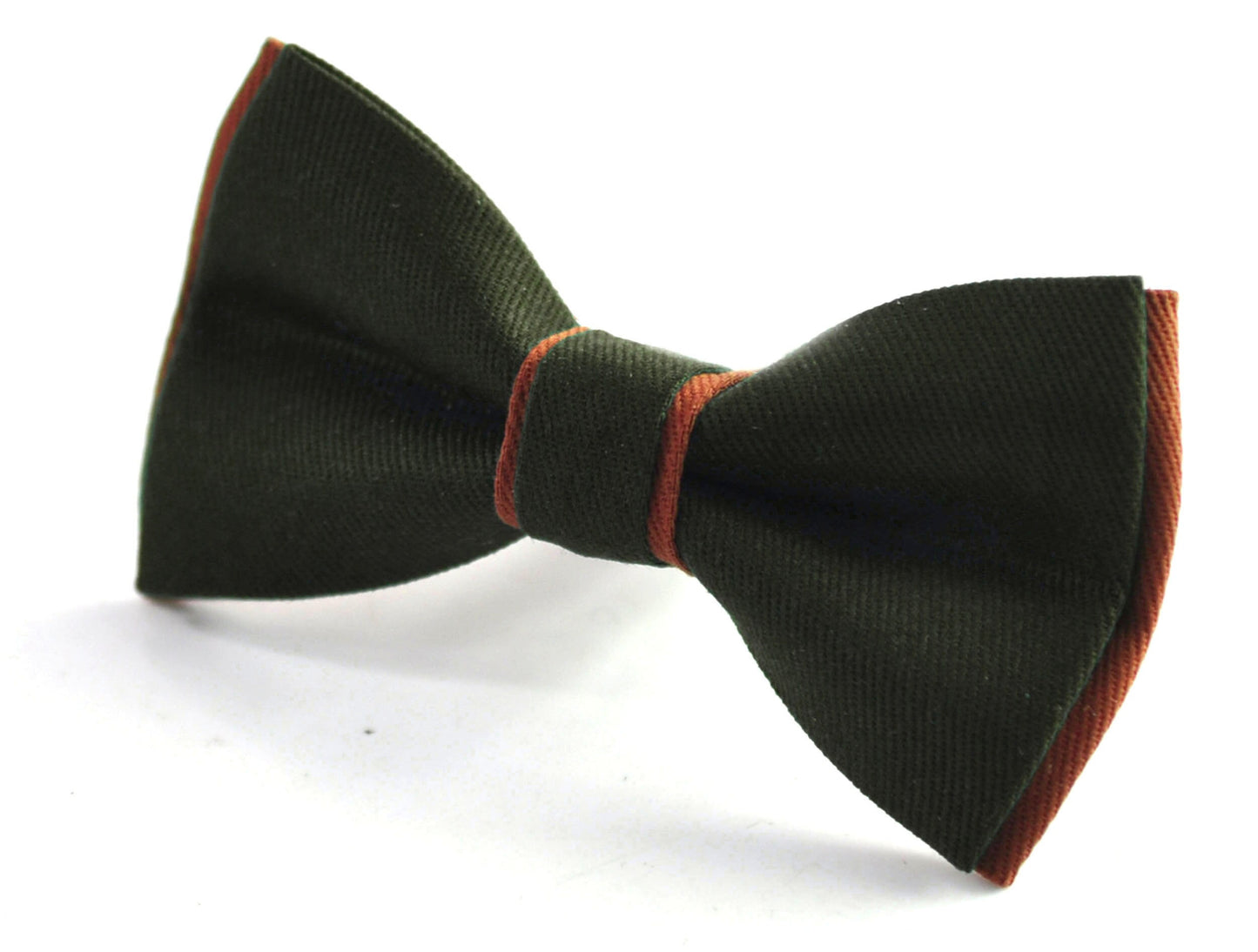 Dark Olive Army Green and Rust Terracotta Brown Cotton Pre tied Bow tie Bowtie for Men Adult / Youth Teenage / Boy Kids / Baby Infant